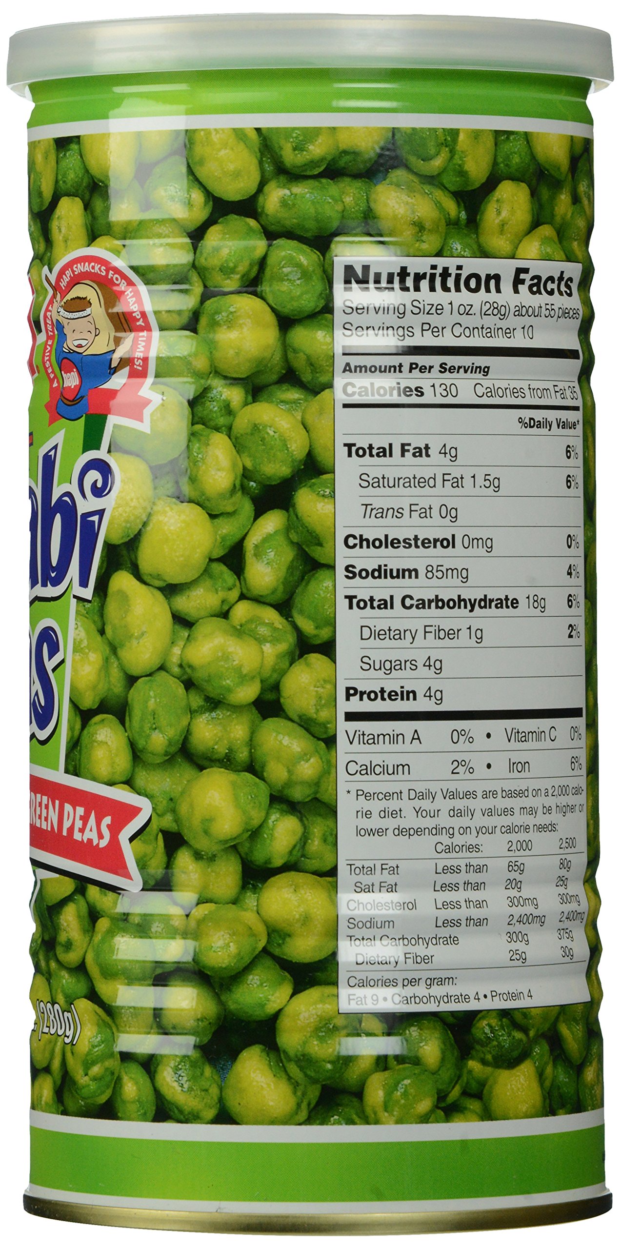 Hapi Hot Wasabi Peas - Crunchy Spicy Snack, 9.9 Oz (280g) - Perfect for Parties, Movie Nights & Healthy On-the-Go Snacking