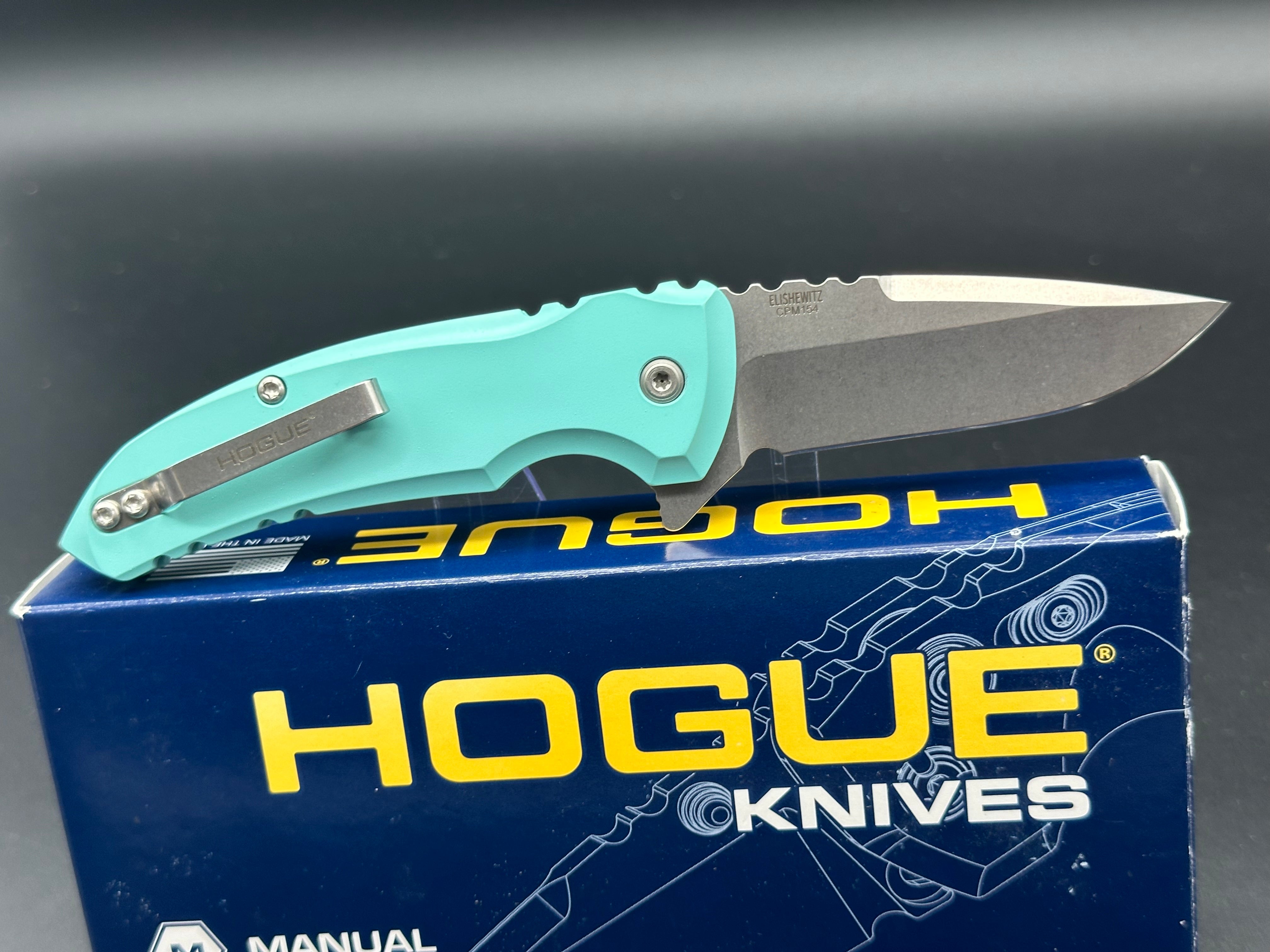 Hogue X1 24123 Microflip Knife - Aquamarine Blue Folding Pocket Knife for EDC, Camping & Outdoor Adventures