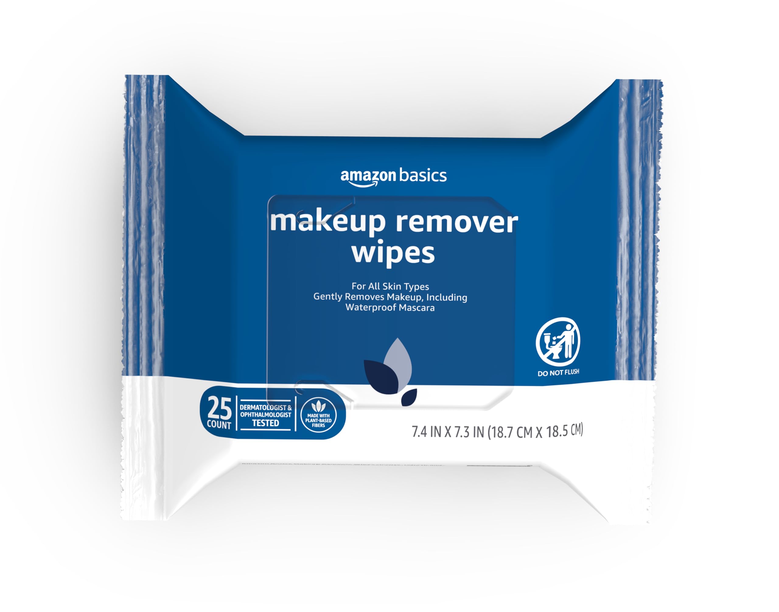 Amazon Basics Makeup Remover Wipes - 25 Count, Gentle & Hypoallergenic Facial Cleansing Towelettes for All Skin Types | Perfect for Travel, Gym & Daily Skincare Routine