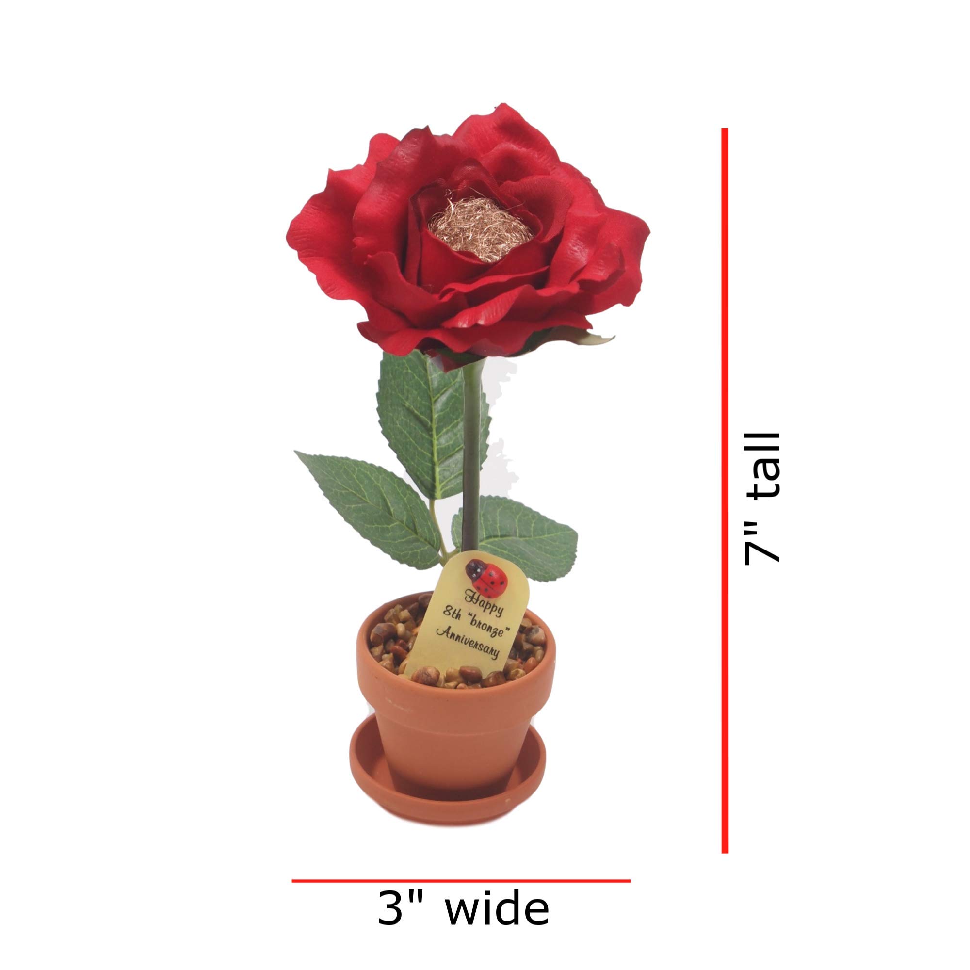 8th Year Wedding Anniversary Bronze Rose Gift - 7