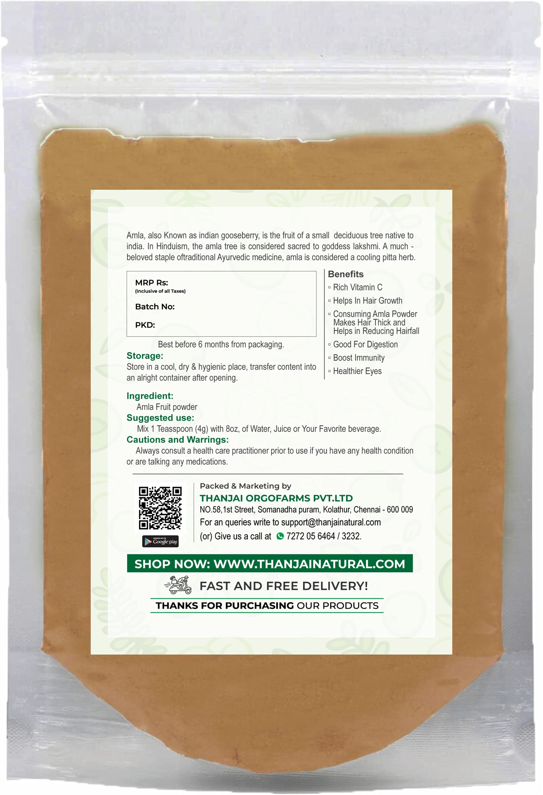 Thanjai Natural's Arappu (Albizia Amara) Powder & Amla (Indian Gooseberry) Powder - 250g Each for Hair Growth & Scalp Care - Natural Ayurvedic Treatment for Dandruff, Hair Fall & Shine - Perfect for DIY Hair Masks & Herbal Hair Care Routines