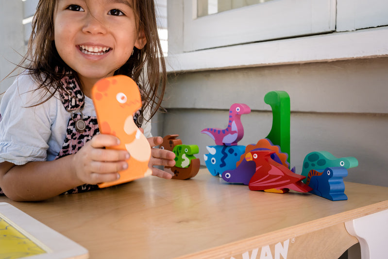 Chunky Wooden Dinosaur Puzzle & Stacker Toys for Toddlers - Educational Montessori Learning Toys for Kids Ages 1-3 - Perfect for Early Childhood Development & Sensory Play