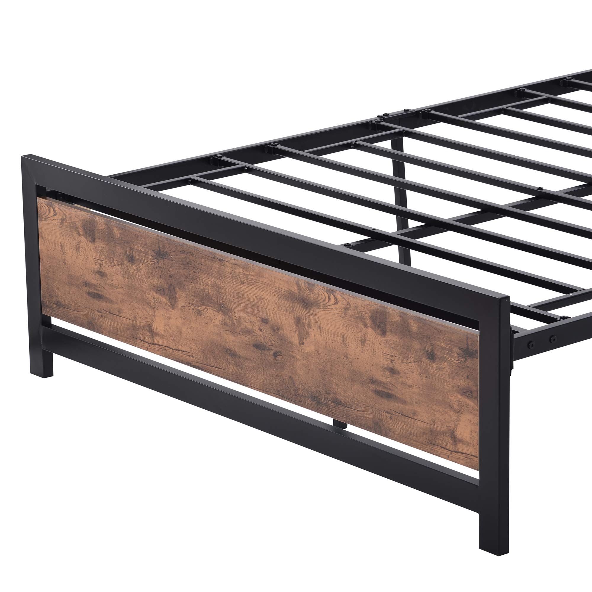 Full Size Platform Bed Frame with Wood Headboard & Footboard - Sturdy Metal Frame, No Box Spring Needed - Black - Perfect for Modern Bedrooms & Guest Rooms