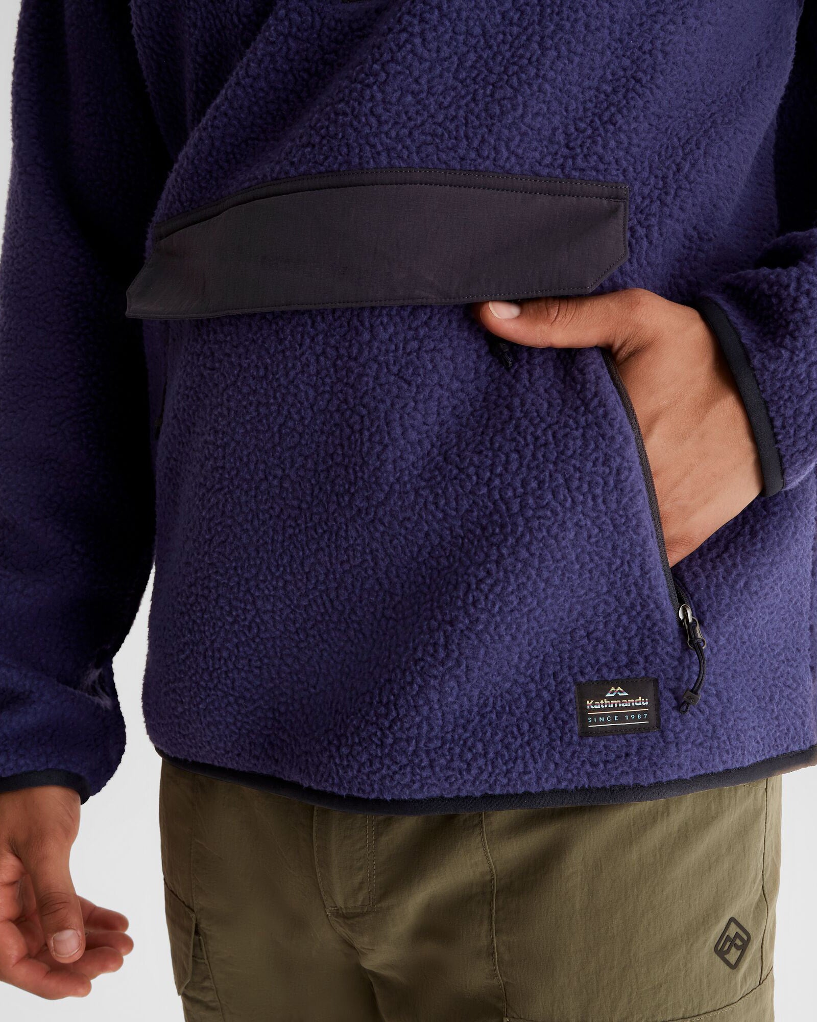 Men's Co Z High Pile Hooded Pullover Sweatshirt - Dark Horizon Color - Warm Winter Fleece Jacket for Outdoor Activities & Casual Wear