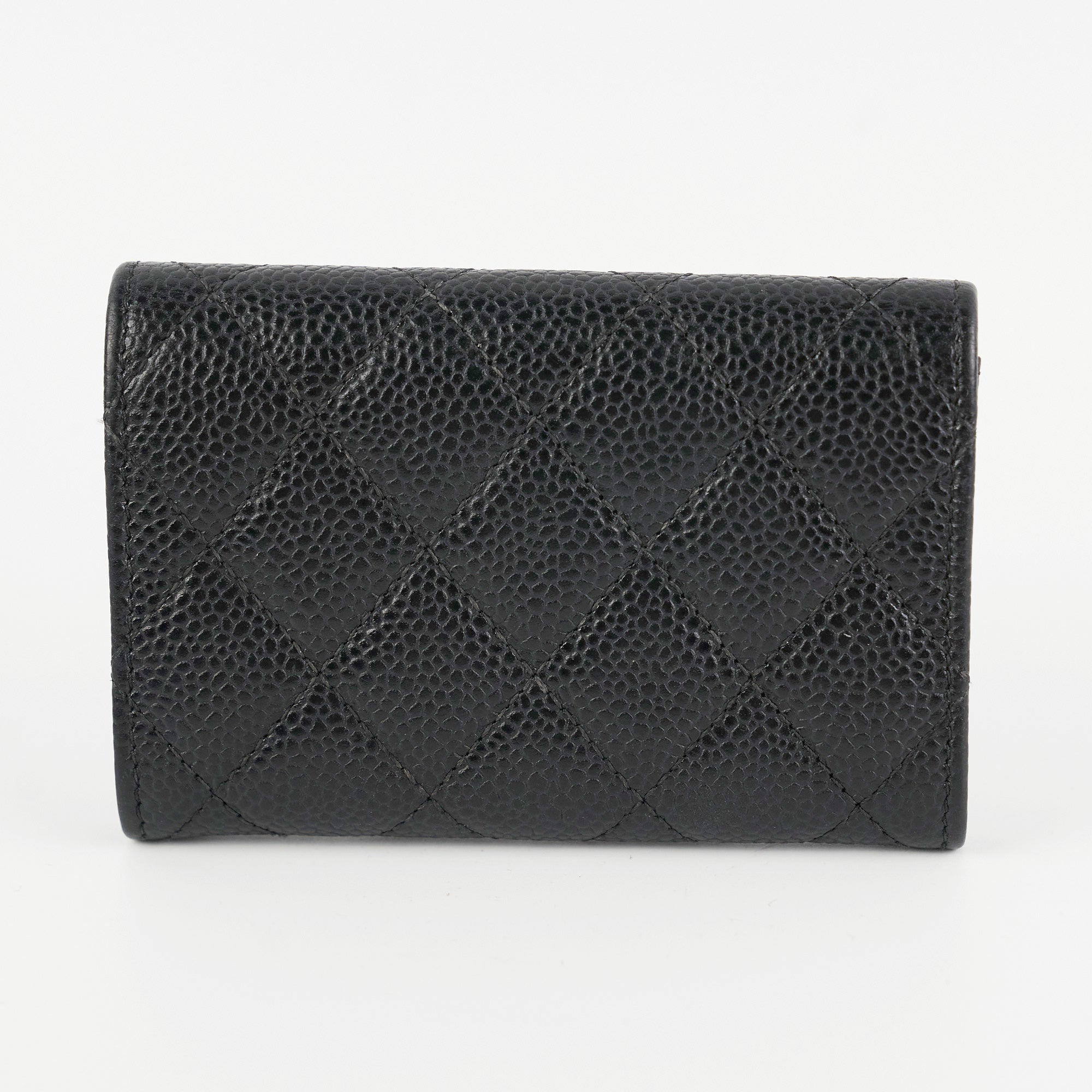 Chanel Caviar Quilted Leather Card Holder Wallet - Black | Luxury Compact Credit Card Case for Women | Perfect for Everyday Use, Travel & Gifting