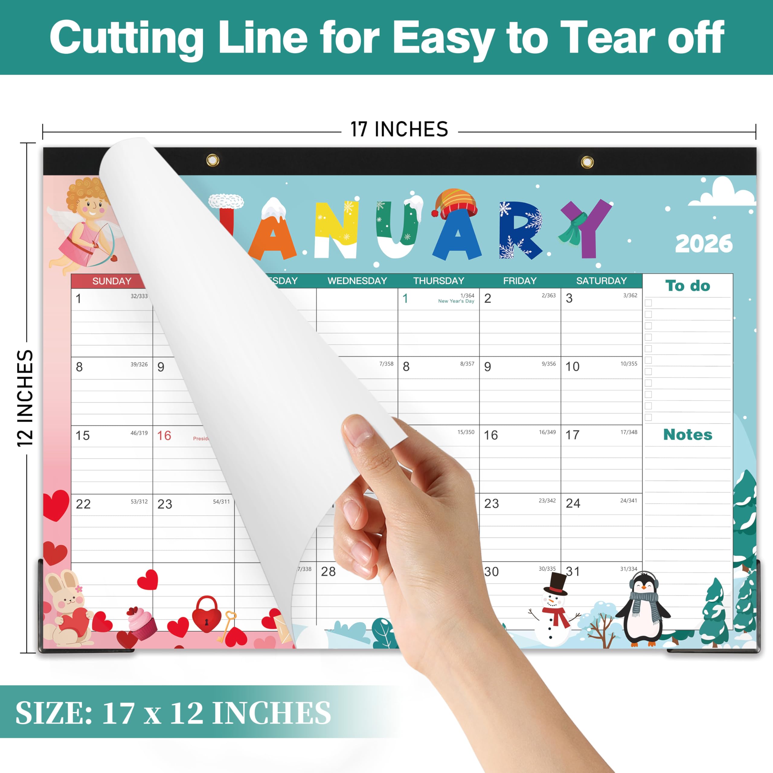 2025-2026 18-Month Desk Calendar | July 2025 - December 2026 | 17