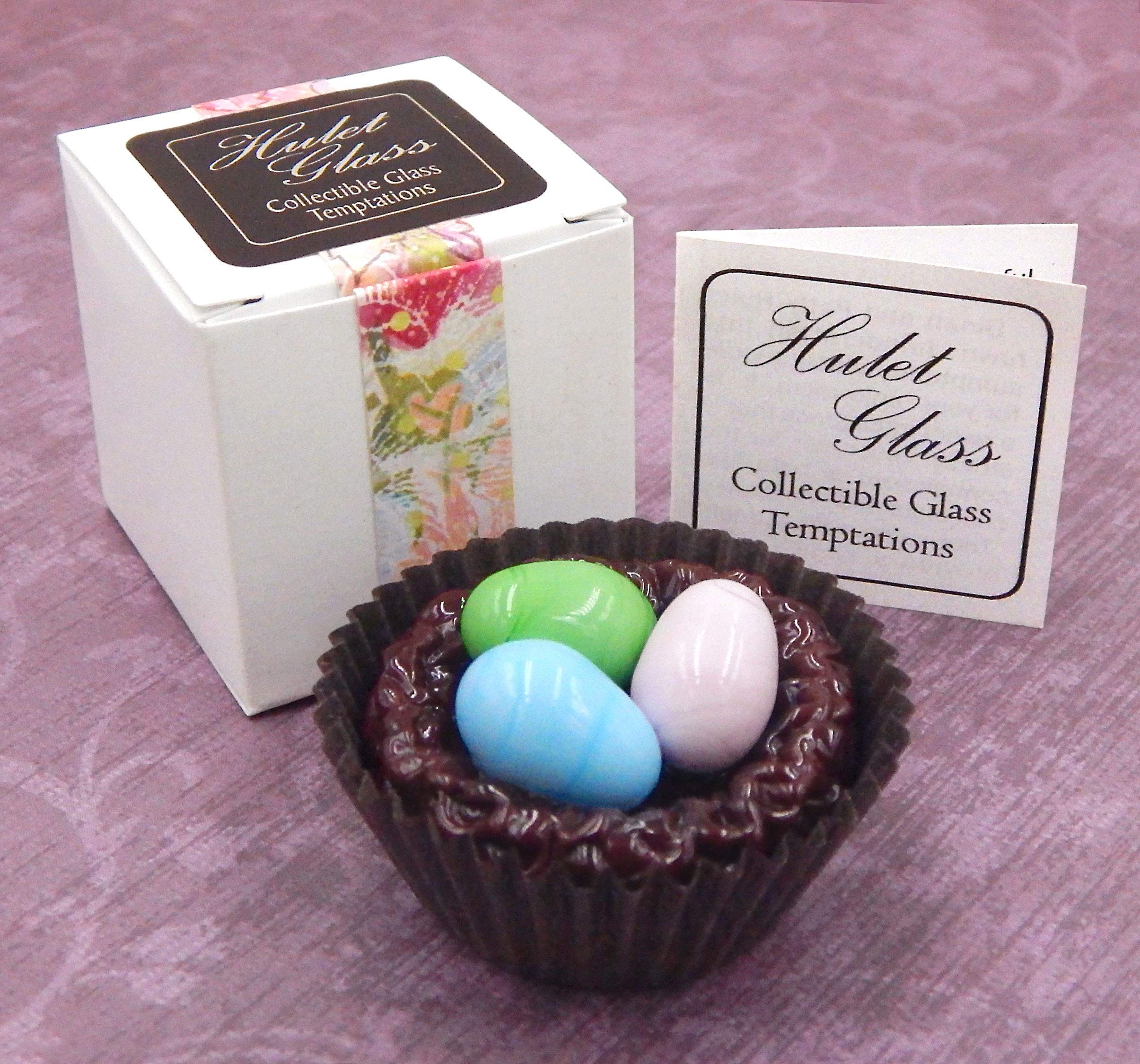 Handmade Art Glass Bird Nest with Eggs - Easter Home Decor, Spring Table Centerpiece, Gift for Mom & Nature Lovers - Perfect for Easter Basket Fillers, Mantel Displays & Seasonal Tablescapes