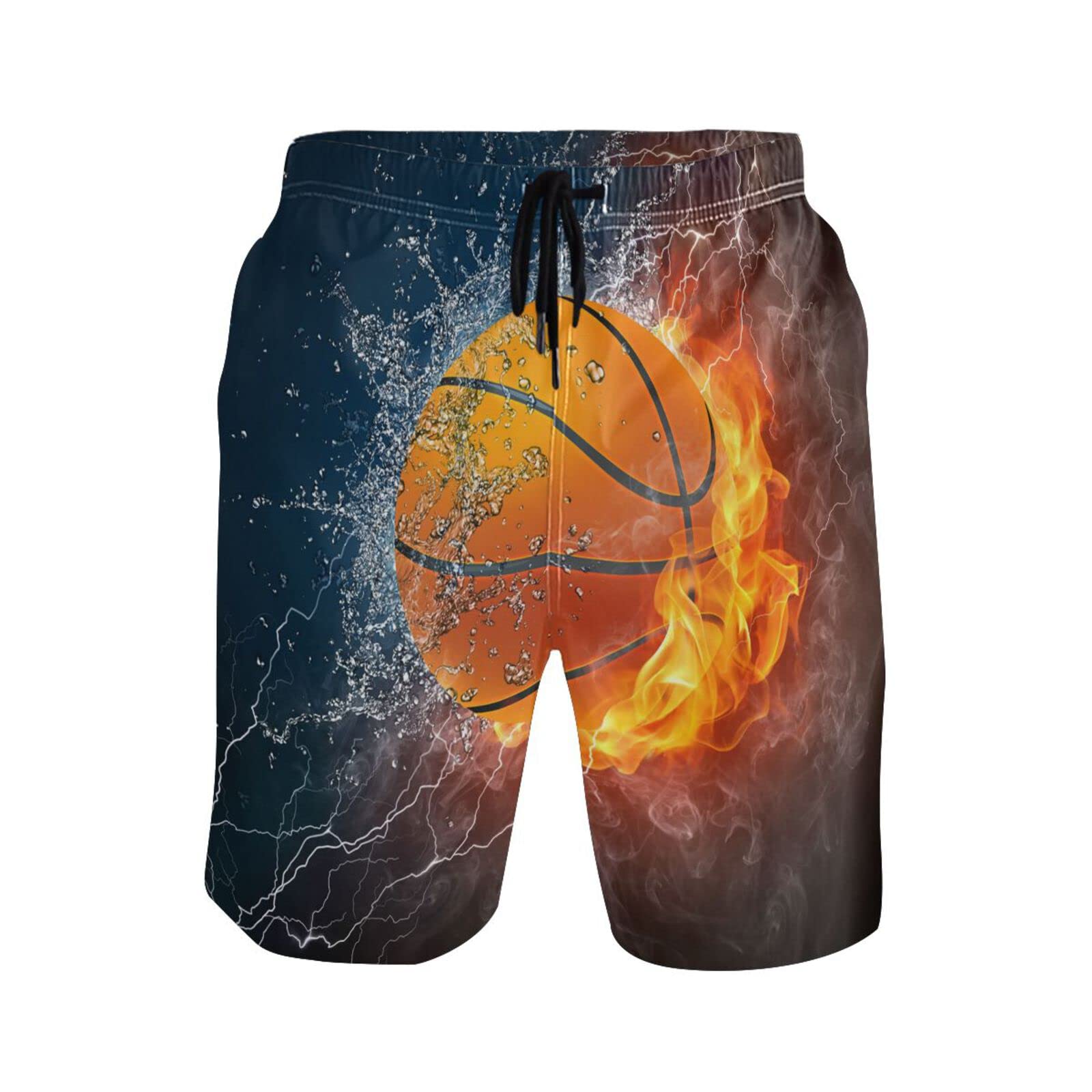 Men's Fire & Water Swim Trunks - Quick Dry Beach Shorts with Pockets for Swimming & Sports