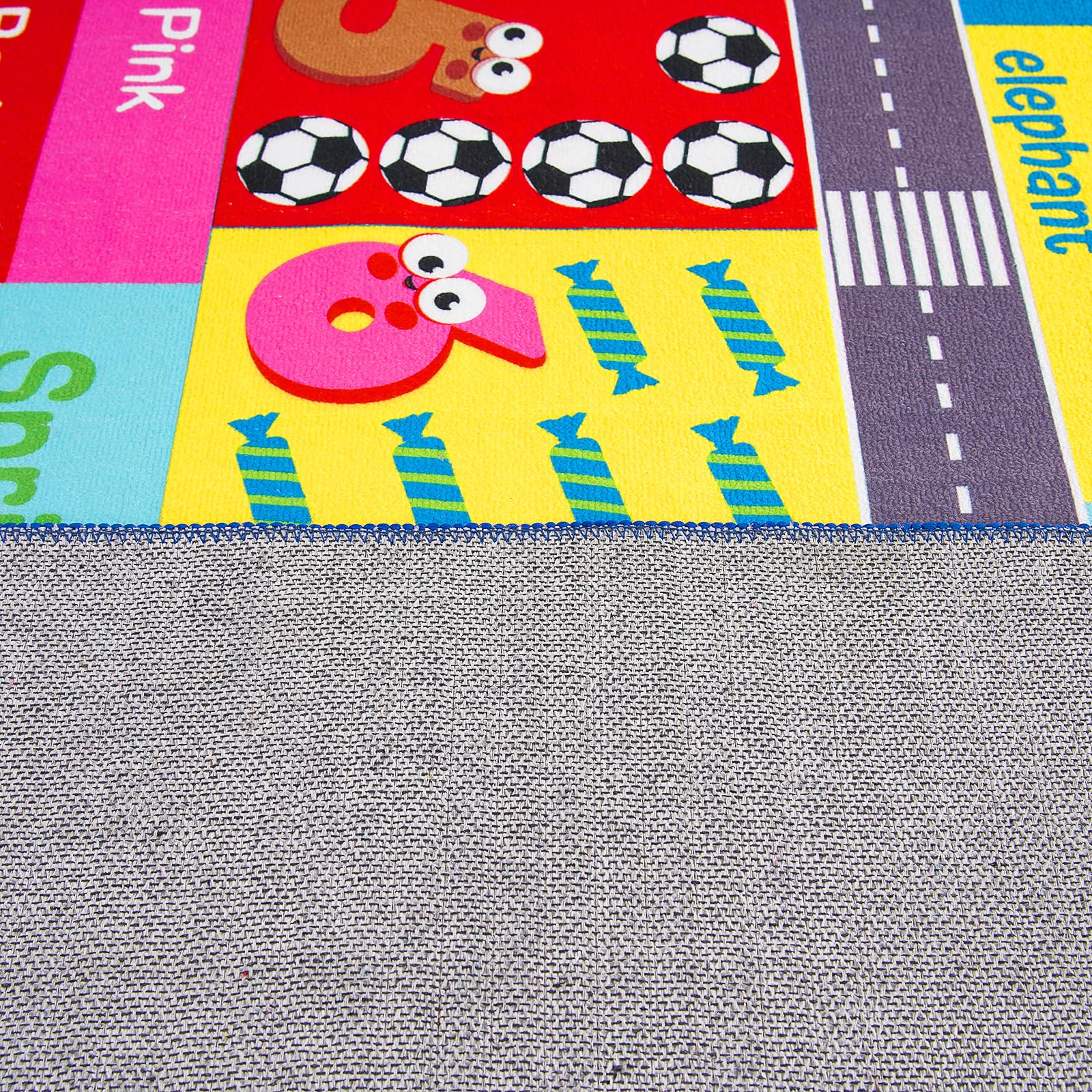 Premium HOMORE Kids Educational Rug 7x10 ft - Alphabet, Numbers, Colors, Seasons & Animals Learning Playmat for Classroom, Playroom & Homeschooling - Non-Slip Children's Activity Carpet for Early Education