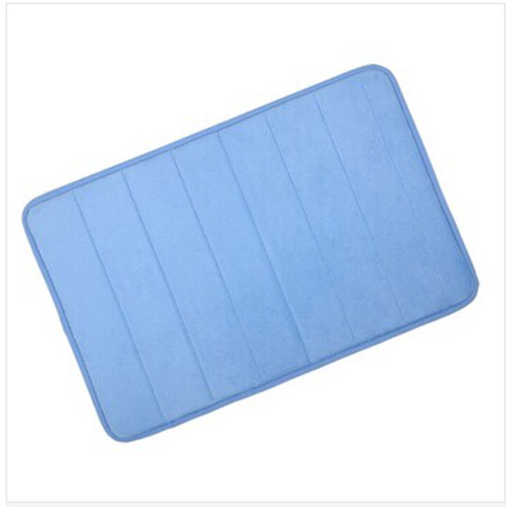 Tangpan Townhouse Memory Foam Bath Rugs - 20x31.5 Inch Non-Slip Microfiber Bath Mat, Ultra Soft & Absorbent, Blue - Perfect for Bathroom, Shower & Spa Use