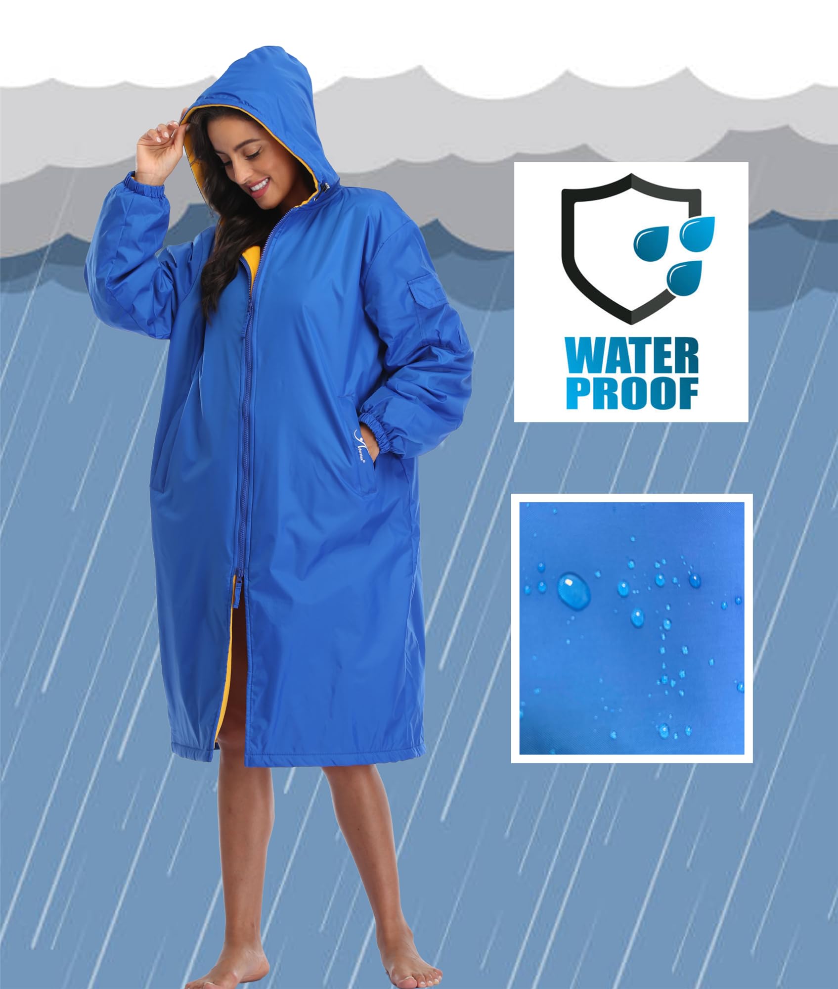 Adoretex Unisex Water Resistant Swim Parka - Warm Coat for Adults & Kids | Perfect for Swimming, Surfing & Beach Activities