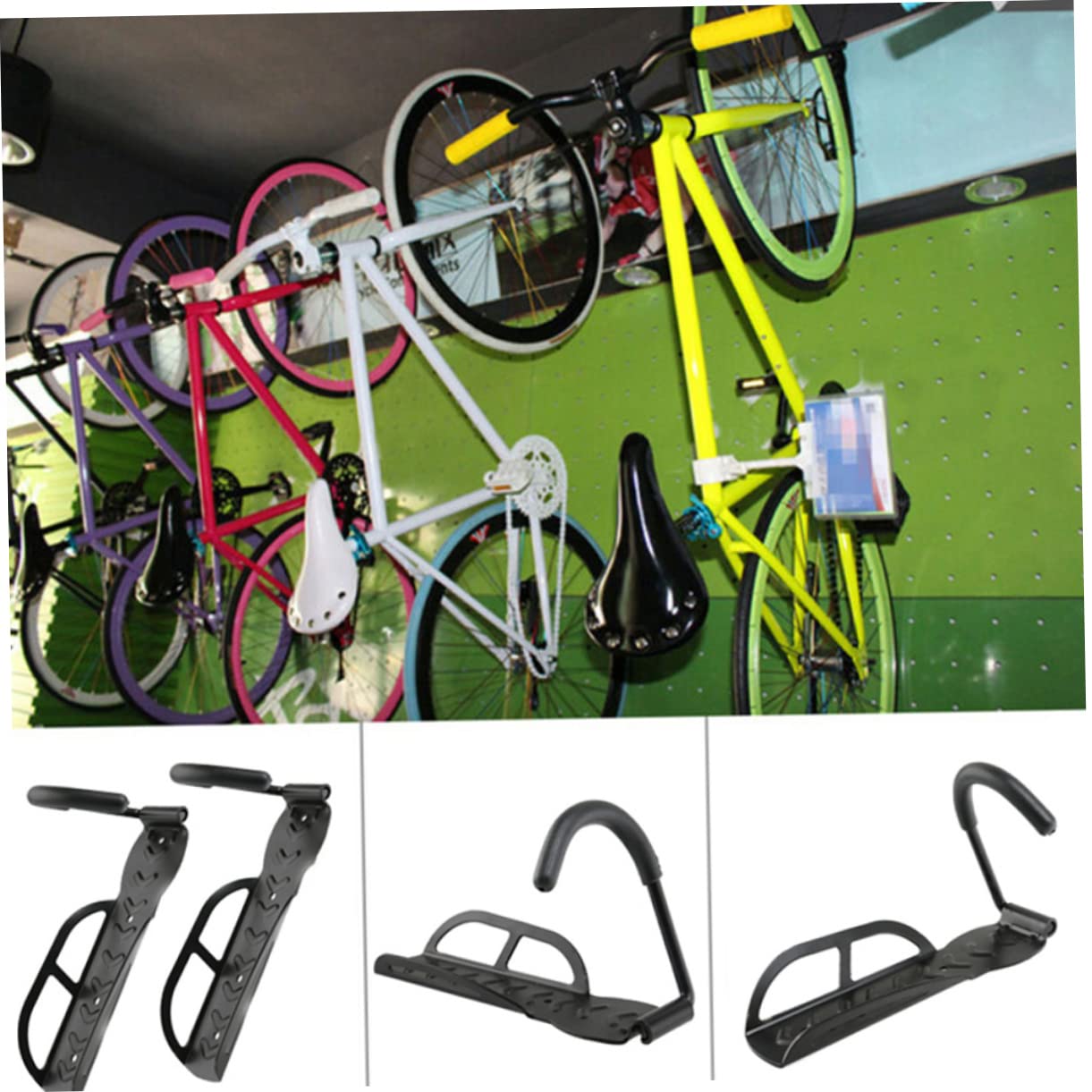 WHAMVOX 3-Pack Black Bike Wall Hooks - Heavy Duty Steel Bike Storage Rack with Scratch-Resistant Coating for Garage, Basement & Apartment Organization | Space-Saving Bicycle Mount for Indoor Cycling Equipment Storage