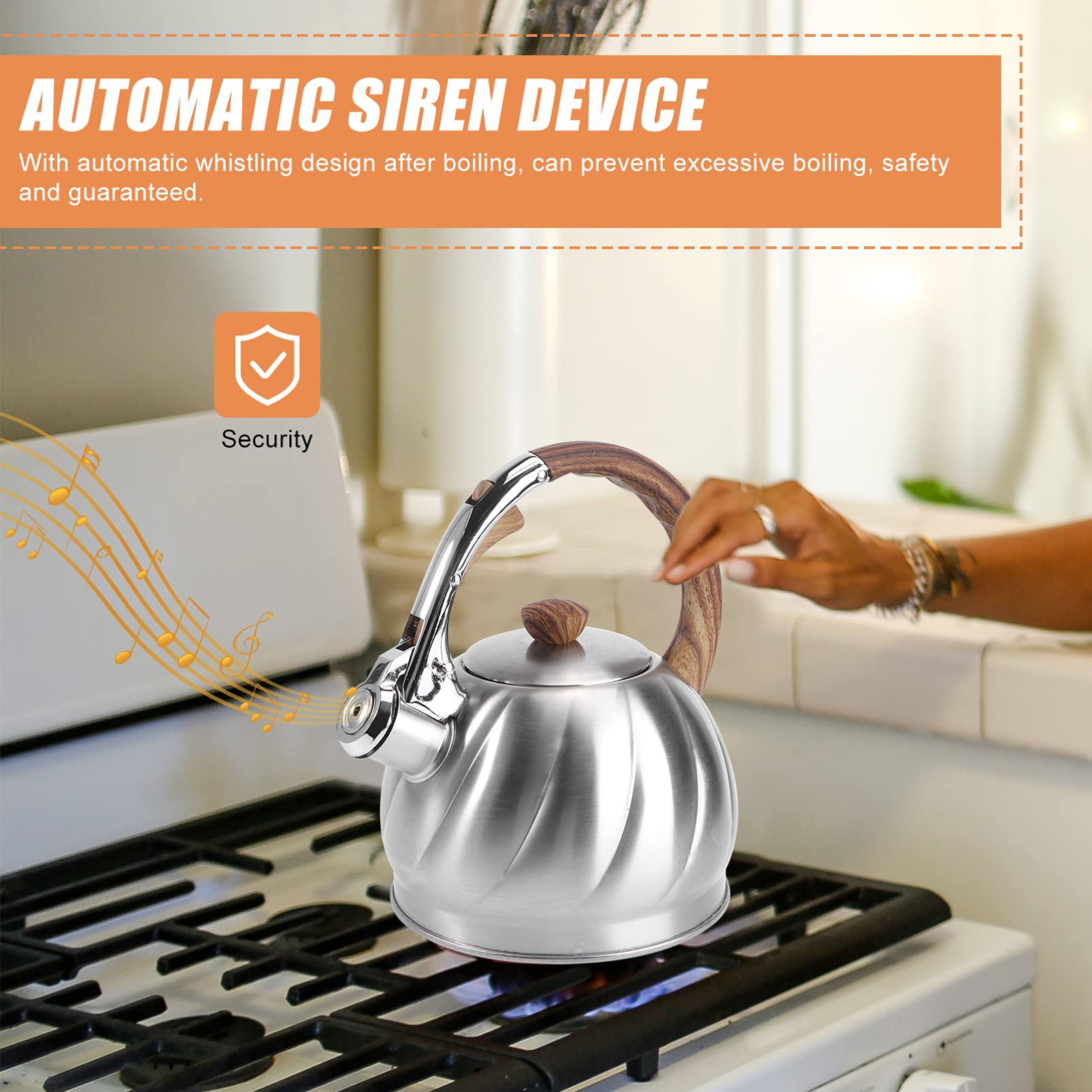 1pc Whistling Tea Kettle - Stainless Steel Stovetop Whistling Teapot with Loud Buzzing Alert, Practical Water Boiling Pot for Kitchen, Perfect for Making Tea, Coffee or Hot Water for Camping & Home Use