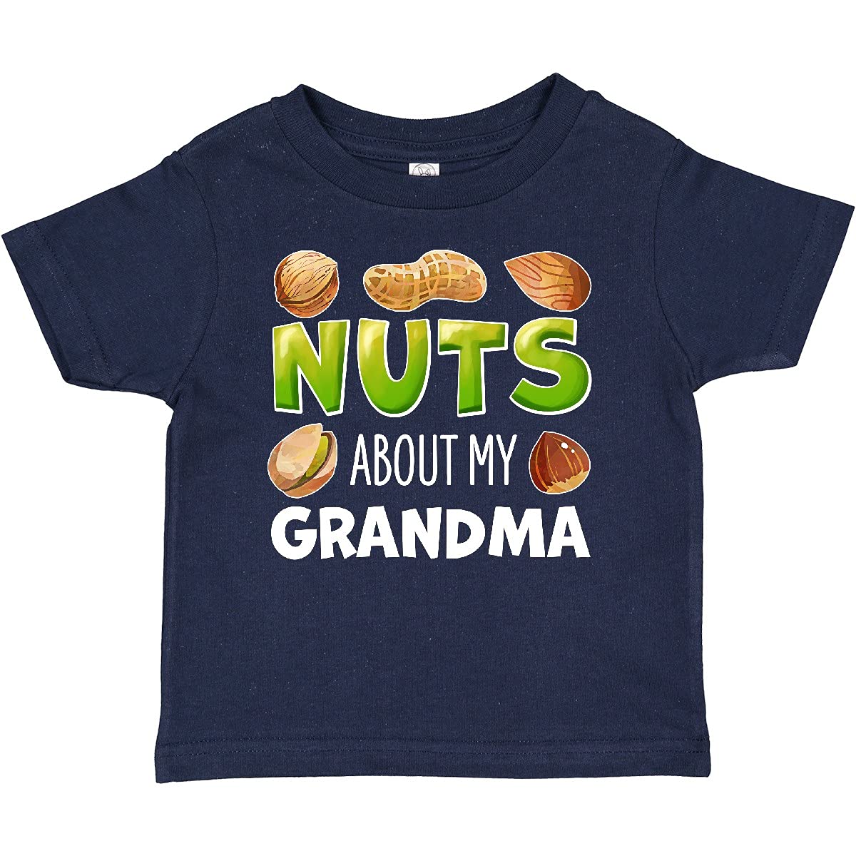 Inktastic 'Nuts About My Grandma' Peanut, Almond, Pistachio Baby T-Shirt | Cute Grandparent Gift for Infants & Toddlers | Perfect for Family Reunions, Birthday Parties & Photo Shoots