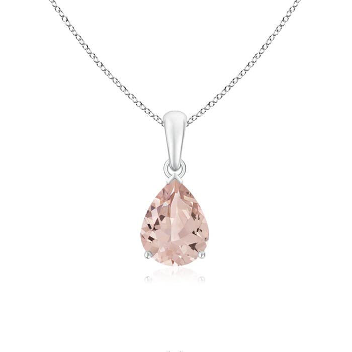 Natural Morganite Solitaire Pendant Necklace for Women - 14K Solid Gold or Platinum - Elegant Jewelry Gift for Birthday, Wedding Anniversary | Perfect for Romantic Dates, Special Occasions & Everyday Wear