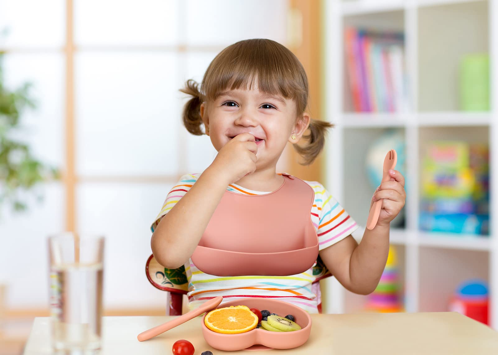 Socub Silicone Baby Bibs - Soft, Waterproof & BPA-Free Feeding Bibs for Infants & Toddlers with Food Catcher Pocket - Perfect for Mealtime, Snacks & Messy Play