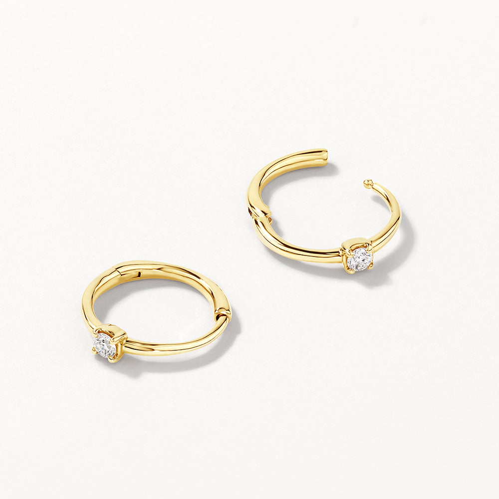 10k Gold Lab Grown Diamond Solitaire Huggie Earrings for Women - Elegant Everyday Wear & Special Occasions