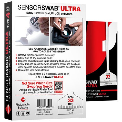 Photographic Solutions Type 4 Sensor Swab - 12 Pack 33mm Cleaning Swabs for CCD/CMOS Camera Sensors | Professional DSLR & Mirrorless Camera Maintenance Kit for Dust & Debris Removal