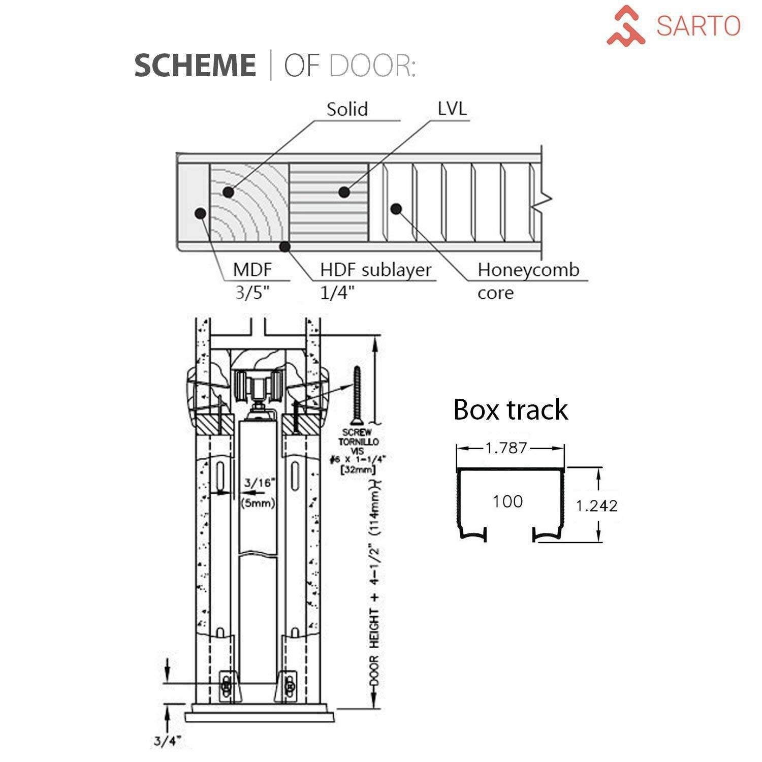 SARTODOORS 42x80 Pocket Sliding Brown Door with Frame - Planum 0020 Chocolate Ash Finish | Solid Core Closet Door with Hardware & Trims | Perfect for Bedrooms, Walk-in Closets & Space-Saving Room Dividers