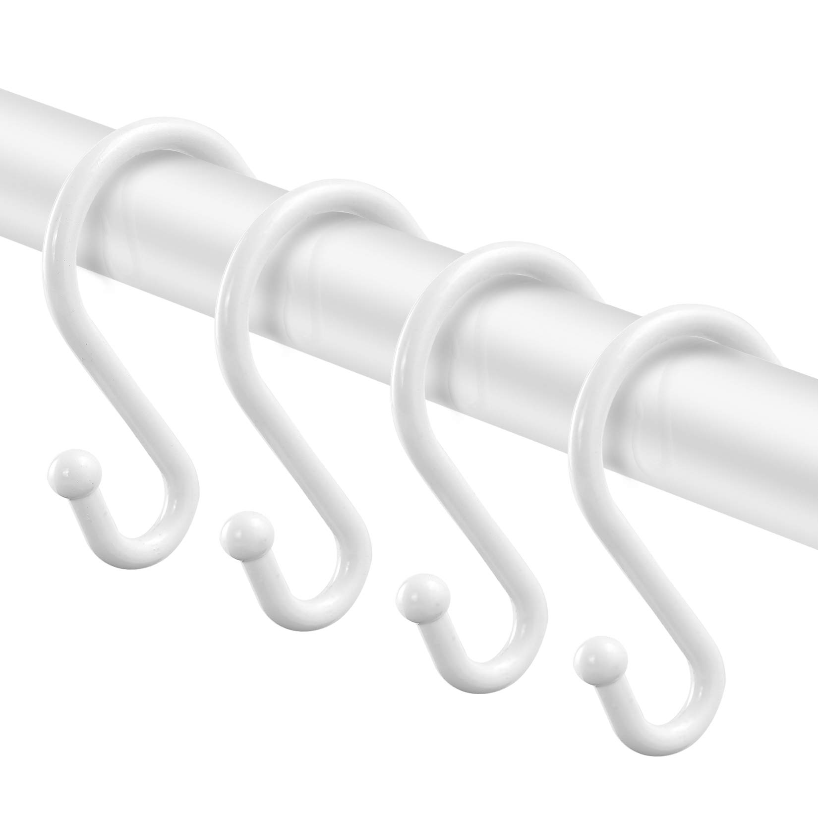 Premium Metal Shower Curtain Hooks - 12 Pack Rust-Resistant S-Shaped Hangers for Bathroom, Kitchen & Closet (White) | Durable Hooks for Shower Curtains, Towels, Utensils & Clothing Organization