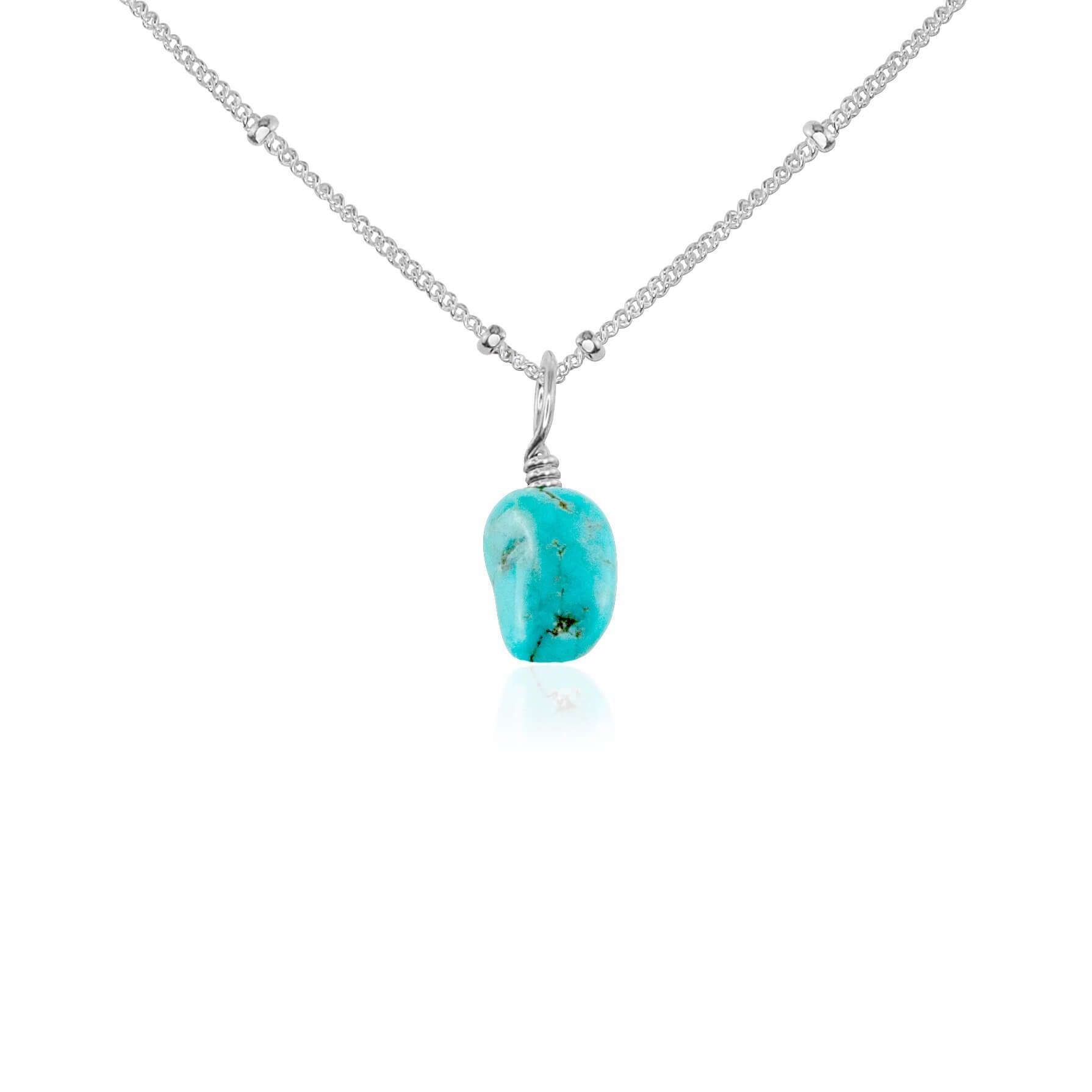 Natural Tiny Raw Turquoise Pendant Necklace for Women - Handmade Boho Jewelry for Everyday Wear & Gift Giving