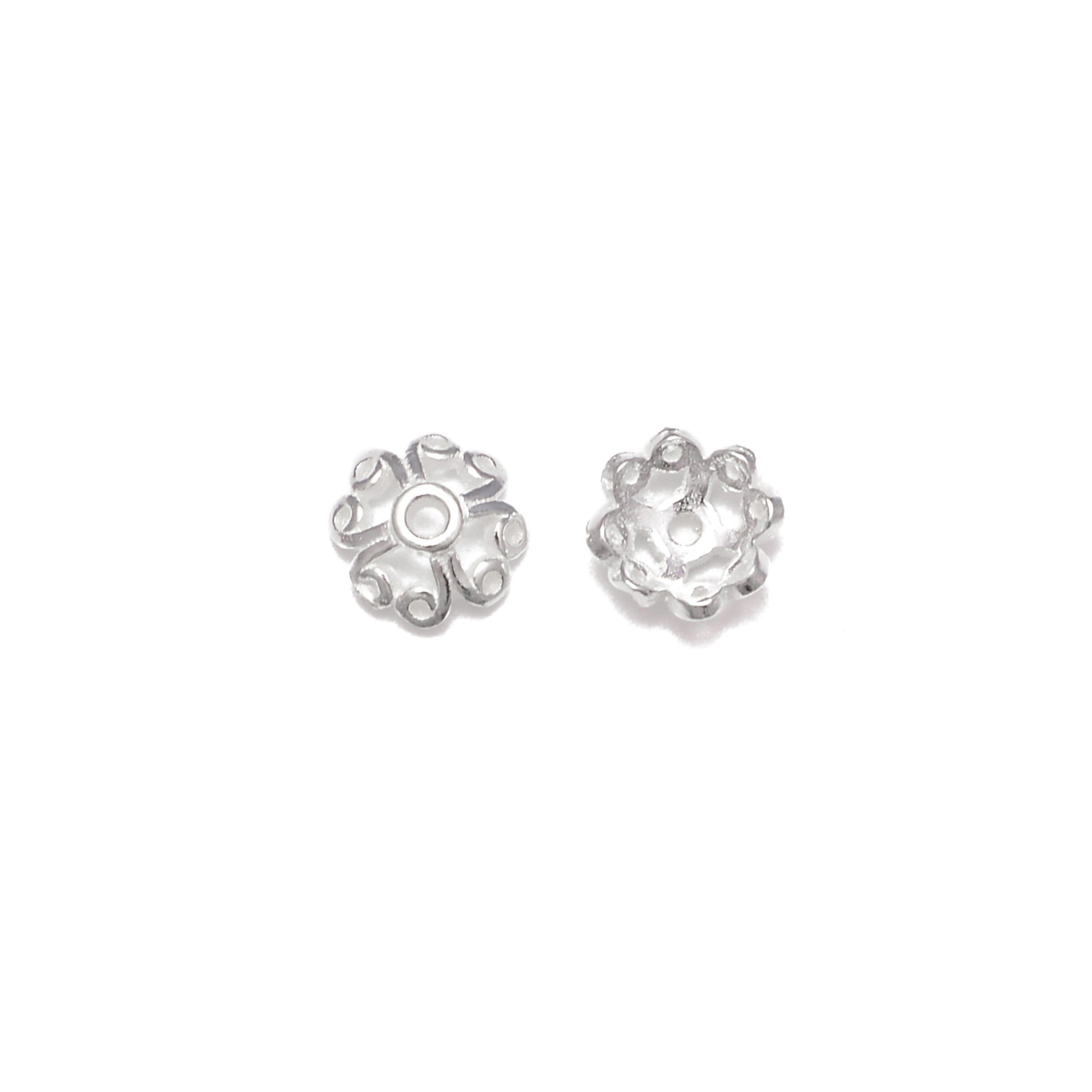 925 Sterling Silver Beads Cap Spacer - 8mm Size (10pcs/Bag) | Jewelry Making Supplies for Bracelets, Necklaces & DIY Crafts