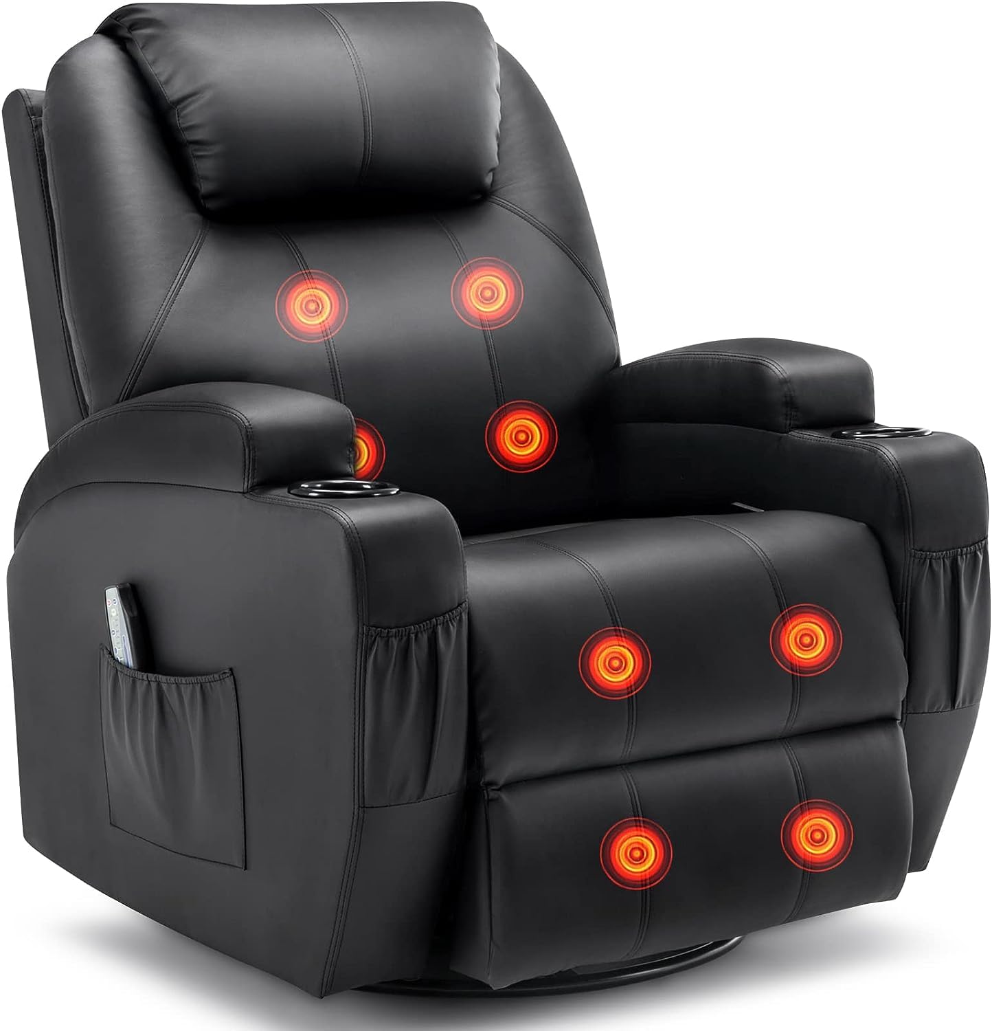 Electric Recliner Chair with Massage & Heat - 360° Swivel Rocking Recliner for Adults, Manual Adjustable with Remote Control & Cup Holder - Perfect for Living Room, Bedroom & Home Theater Relaxation