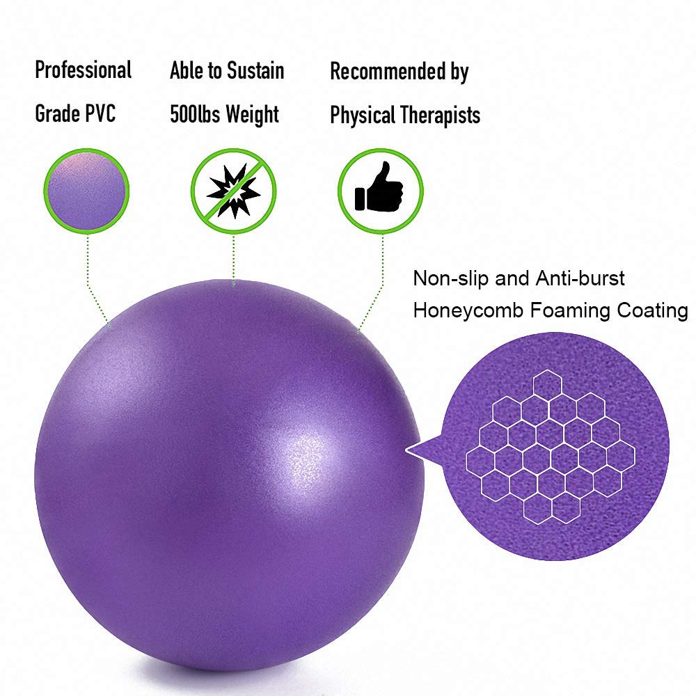 3 Pack Anti-Burst Mini Exercise Balls (9-10 Inch) with Air Pump - Non-Slip Yoga, Pilates, Stability & Balance Training Balls for Home Gym, Physical Therapy & Barre Workouts - Perfect for Core Strengthening & Rehabilitation Exercises