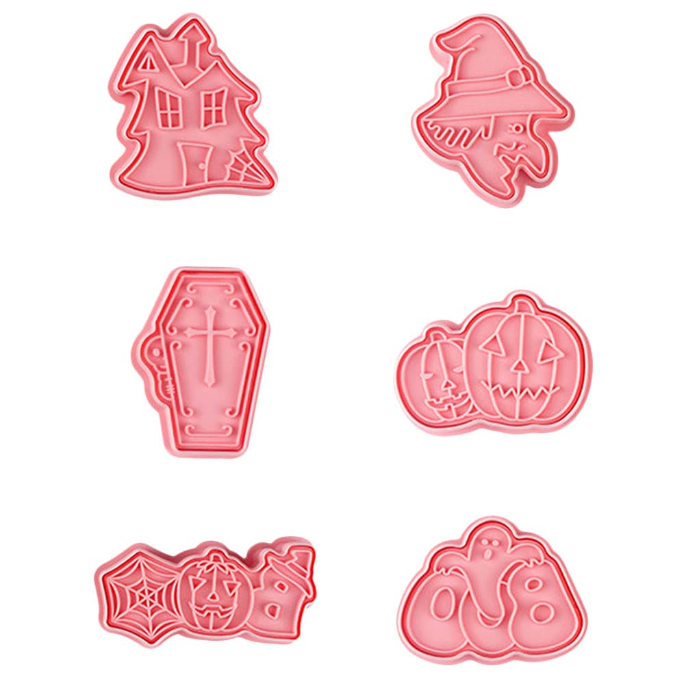 6-Piece Halloween Cookie Cutters Set - Pumpkin, Ghost & Bat Shapes - Durable PP Plastic Biscuit Molds for DIY Baking - Perfect for Halloween Party Treats, Classroom Activities & Holiday Baking Gifts