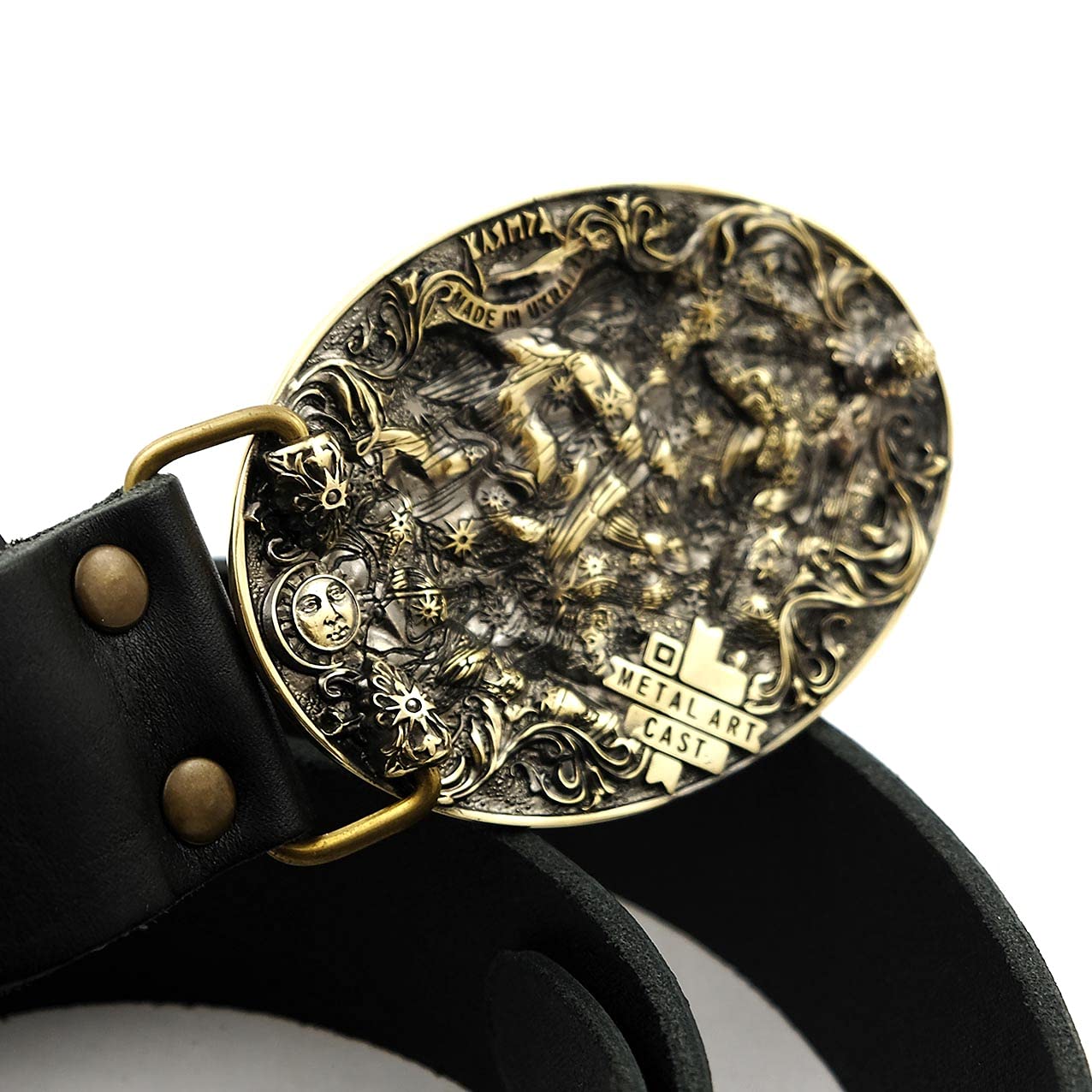 Gemini Zodiac Sign Leather Belt for Men & Women - Solid Brass Horoscope Astrological Buckle | Fashion Accessory for Daily Wear, Gifts & Astrology Enthusiasts