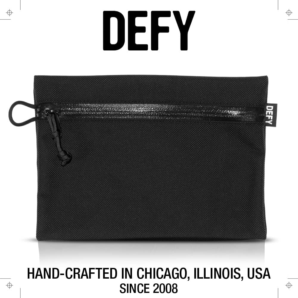 DEFY Project Ballistic Travel Pouch - Lightweight Nylon Organizer for Tech Accessories & Travel Essentials | Water-Resistant Tech Wallet Pouch (Medium, Black) | Perfect for Business Trips, Camping & Daily Commute