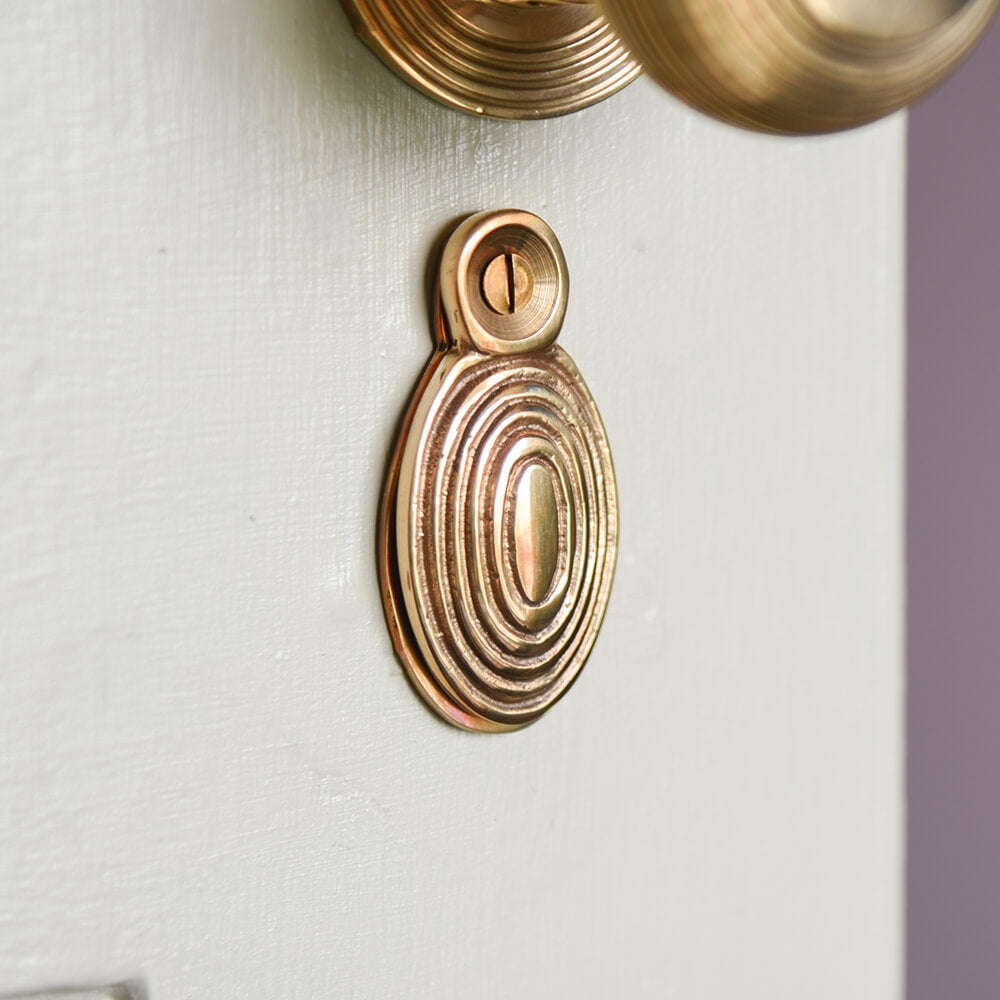 Polished Bronze Oval Beehive Escutcheon - Vintage Cabinet & Drawer Hardware for Home Decor - Perfect for Kitchen, Bathroom & Furniture Restoration