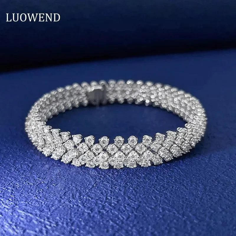 18K White Gold Diamond Bracelet for Women - Real Natural Diamonds, Luxury Minimalist Design, Exquisite Jewelry Gift for Anniversary, Wedding & Special Occasions