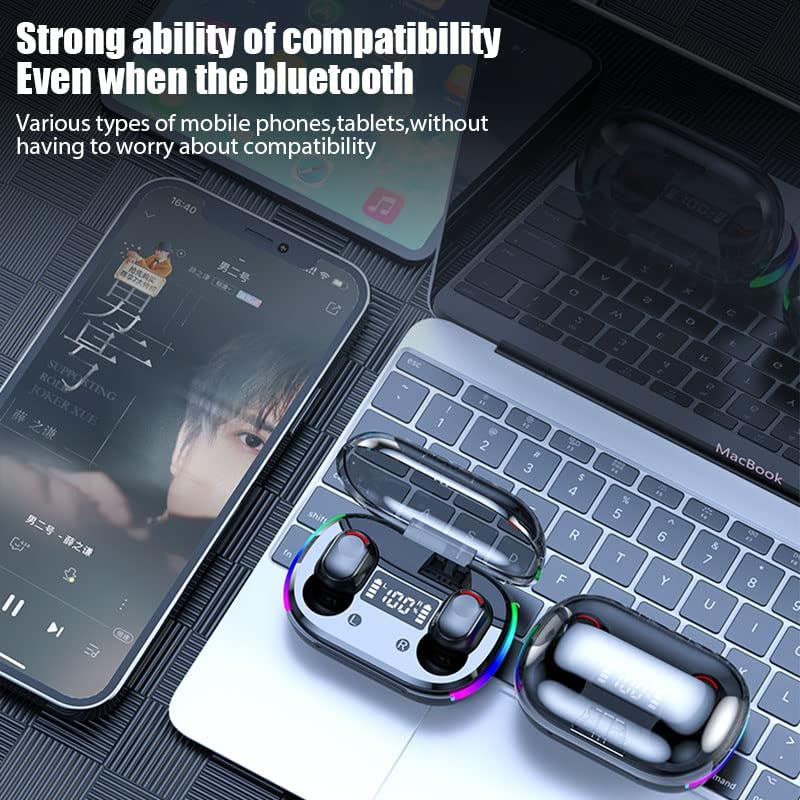 BD&M Wireless Earbuds with HiFi Digital LED Display - Bluetooth 5.0 TWS Stereo Gaming Earbuds for iPhone Android - Noise Cancelling In-Ear Headphones for Workout, Running, Gym, Sports & Office Use