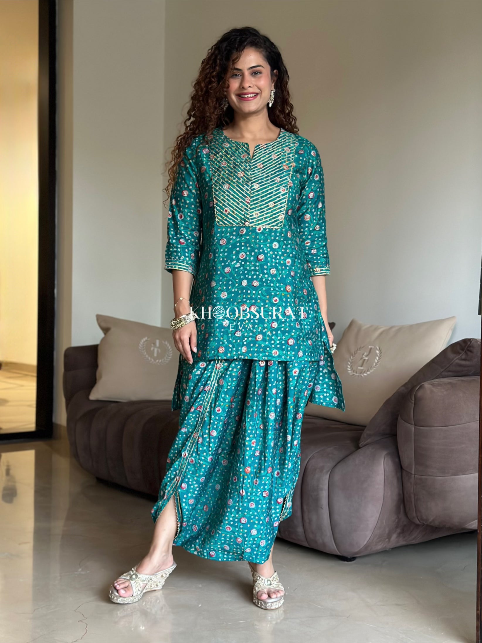 Stylish RiddhiSiddhi Green Festive Wear Coord Set for Women - Perfect for Diwali, Weddings & Special Occasions