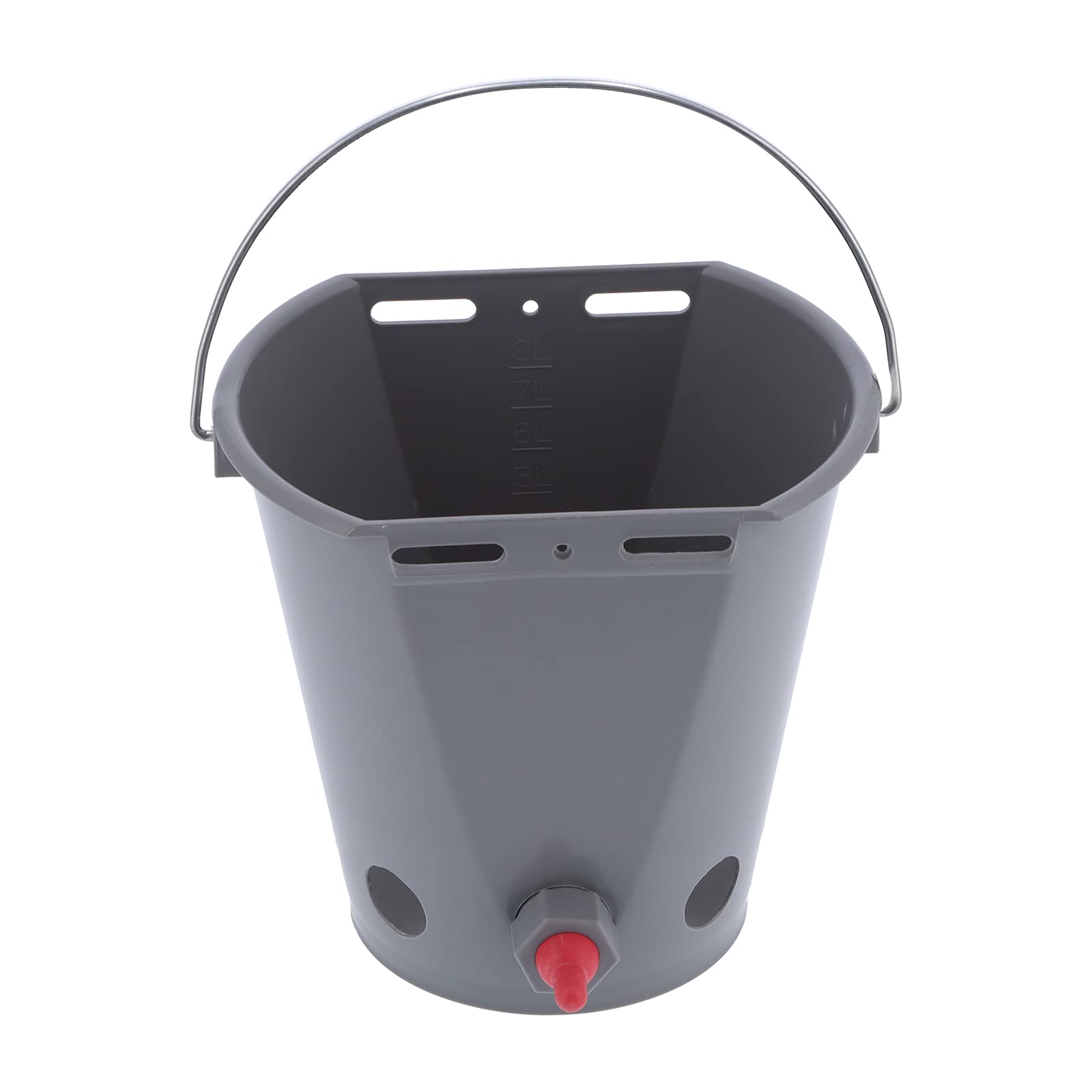 **8L Plastic Cow Feeder Bucket with 5 Nipples - High Capacity Milk Feeding Bucket for Cattle, Sheep & Livestock - Ideal for Lambs, Calves & Goats (Gray) - Perfect for Dairy Farms, Ranches & Homesteads**
