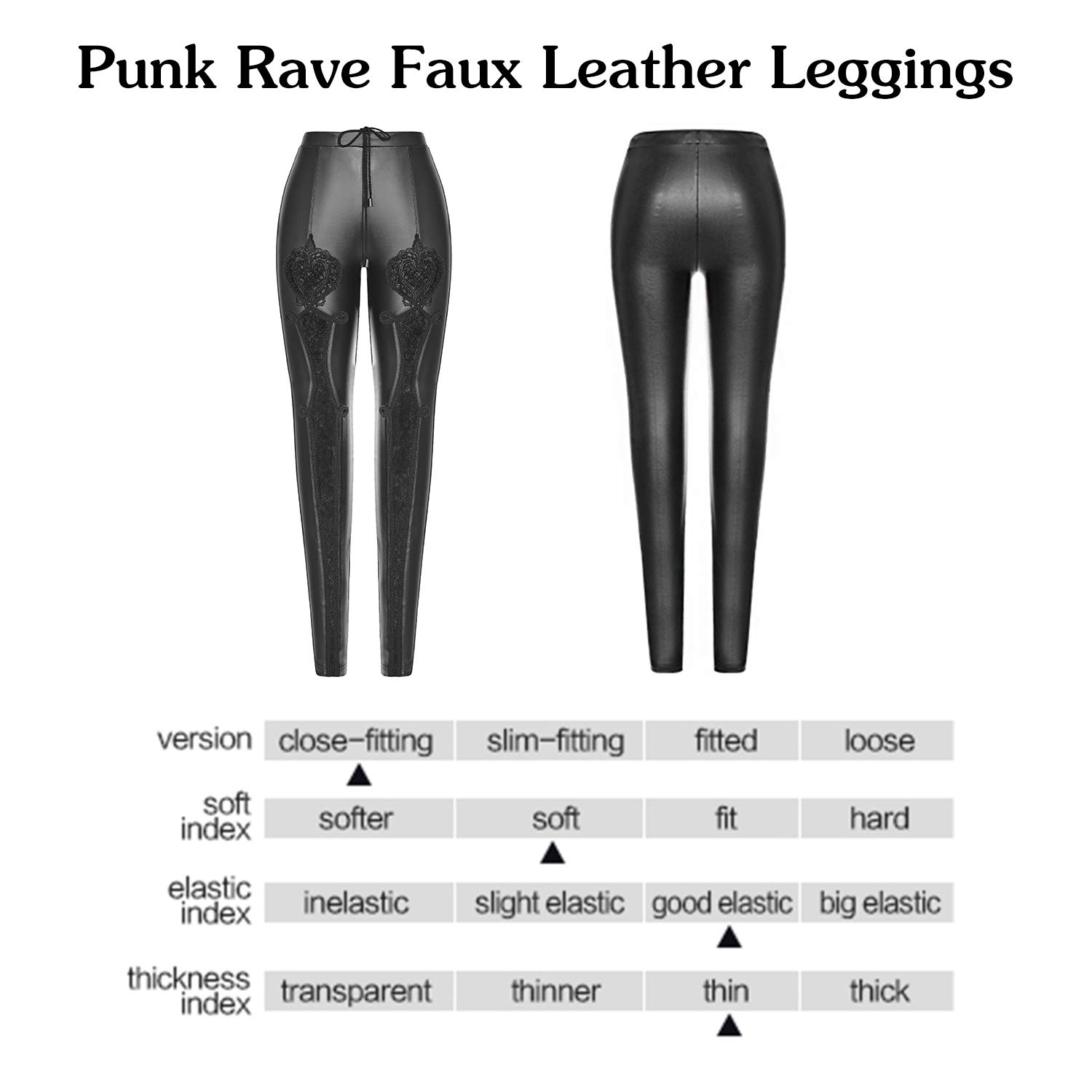 Gothic High Waist Faux Leather Leggings for Women - Steampunk Lace Floral Patchwork Drawstring Pants in Black (Medium) | Perfect for Cosplay, Halloween Costumes & Alternative Fashion Outfits
