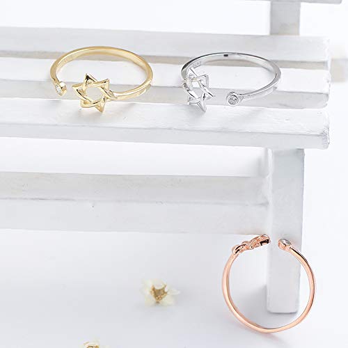 Zircon Star of David Ring for Women - Elegant Open Hexagram Jewish Jewelry - Perfect for Hanukkah Gifts, Religious Occasions & Everyday Wear
