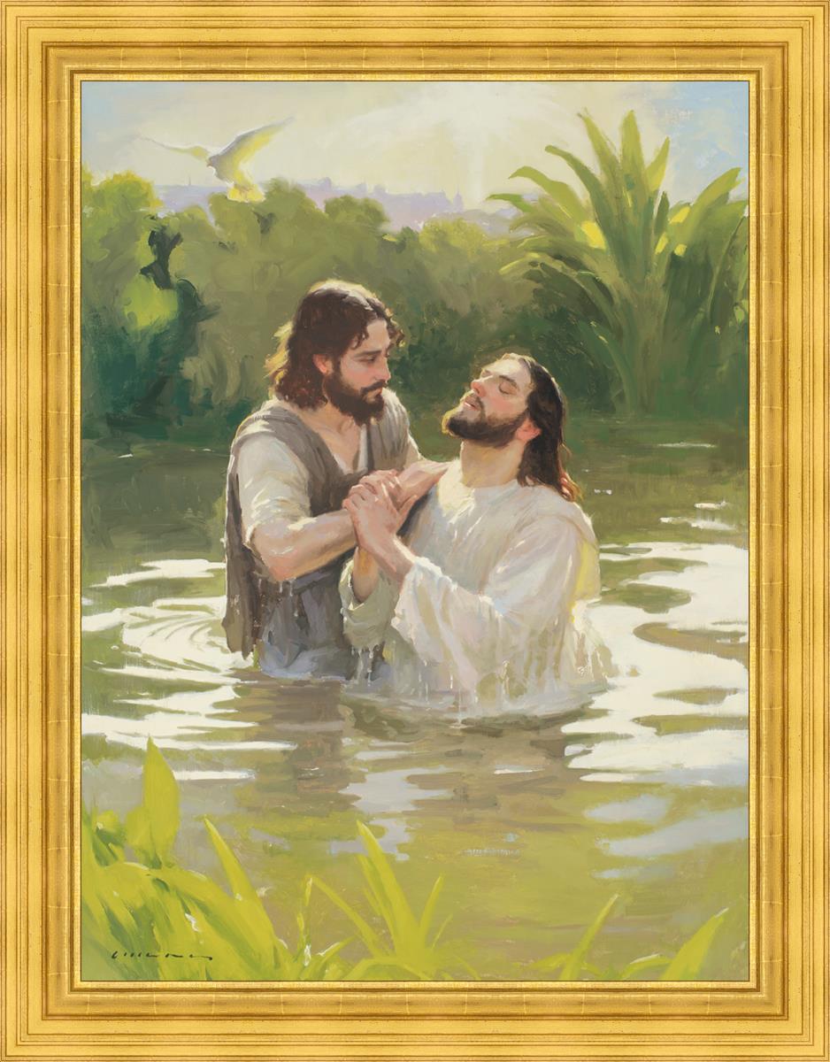 Baptism of The Savior Large Wall Art - Religious Christian Home Decor for Church, Living Room & Office - Inspirational Scripture Painting