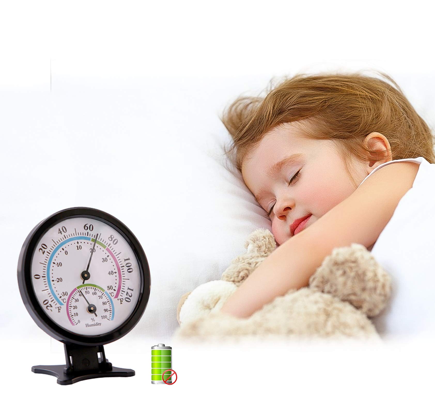 Mini Indoor Thermometer Hygrometer - 2-in-1 Analog Temperature & Humidity Monitor Gauge for Home, Room, Office (75mm Mechanical Display, No Battery Needed) - Perfect for Greenhouses, Nurseries, and Climate-Sensitive Spaces