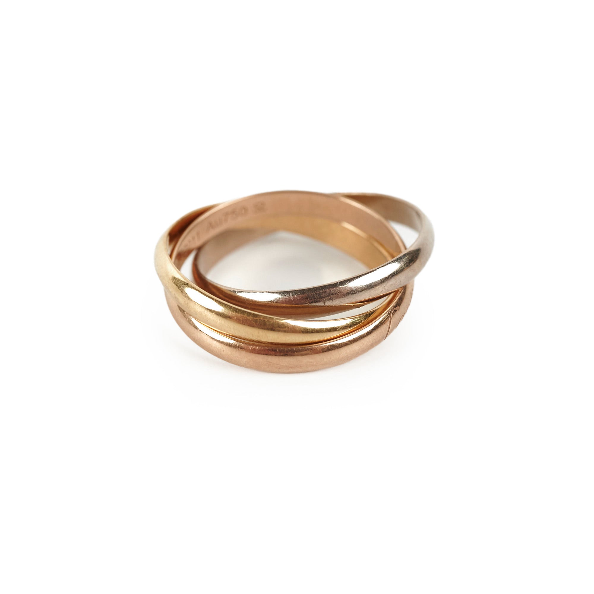 Cartier Trinity Small Model Ring - 18K Gold Tri-Color Band Ring for Women, Size 56 (US 6) - Perfect for Anniversary Gifts, Wedding Bands & Luxury Jewelry Collection