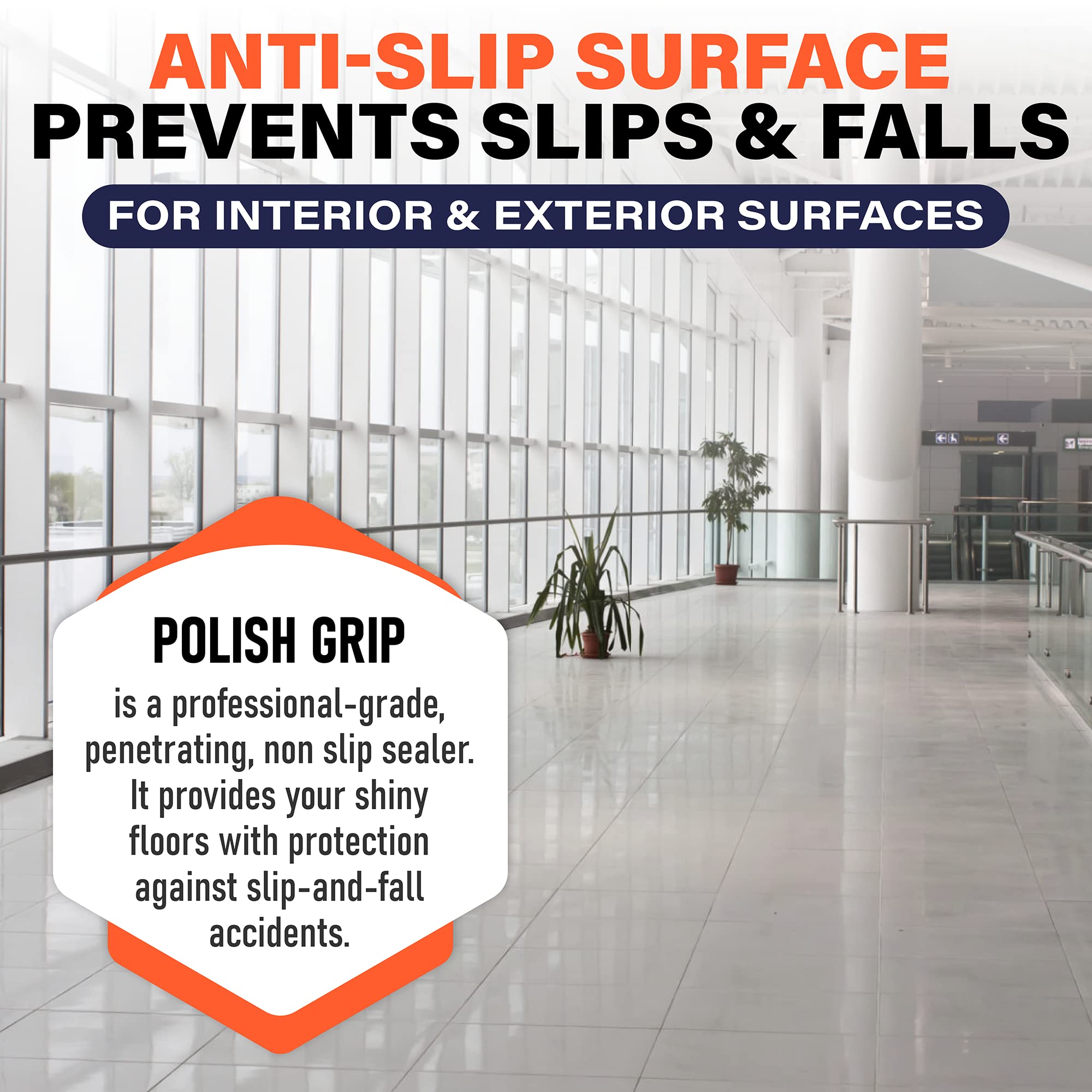 SlipDoctors Polish Grip Non-Slip Floor Coating & Sealant - Clear Pint for Marble, Granite & Tile Floors | Anti-Slip Solution for Bathrooms, Kitchens & High-Traffic Areas