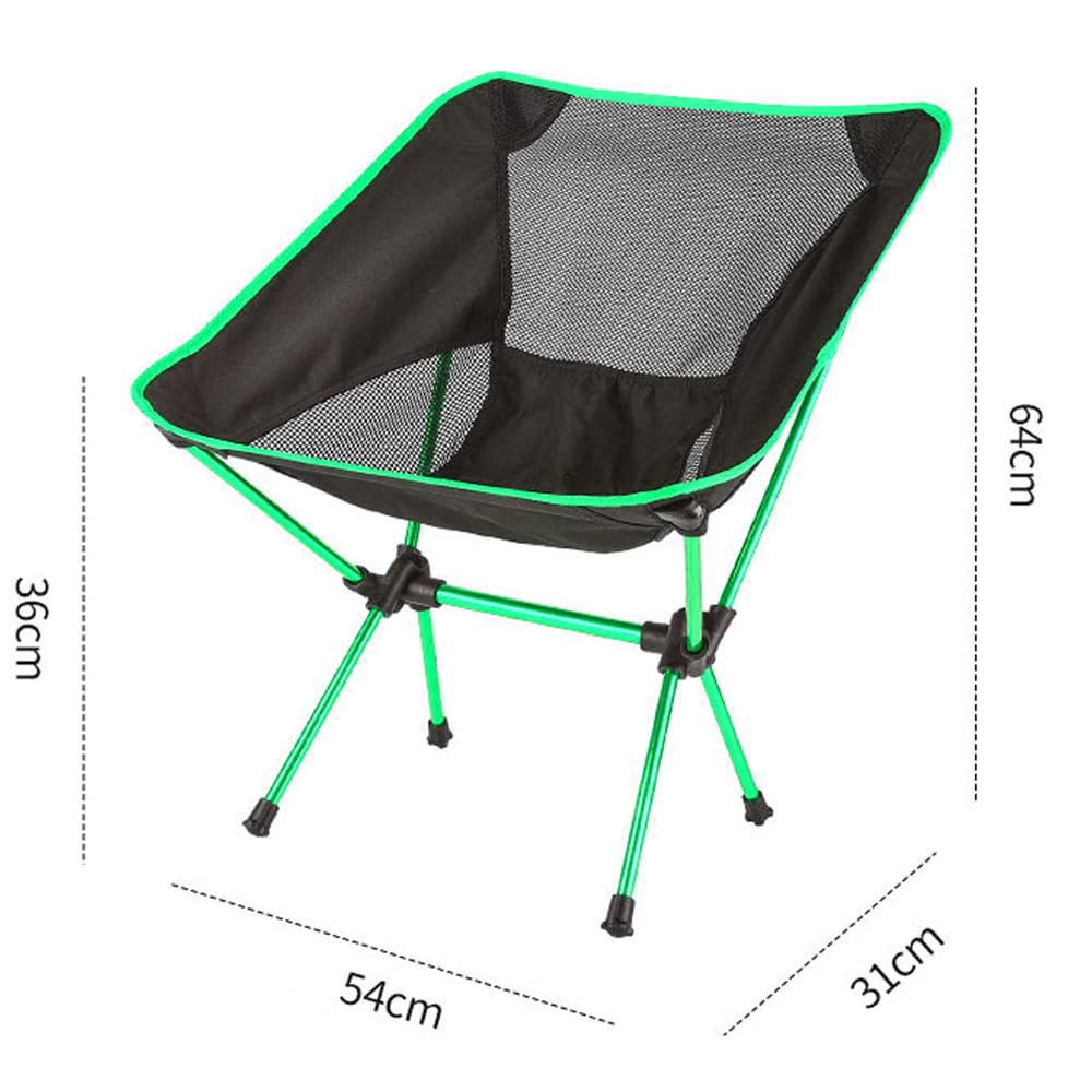 Kunova (TM) Lightweight Aluminum Folding Camping Chair - Portable Green Outdoor Chair for Backpacking, Lawn, Beach & Picnic - Perfect for Adults, Hiking, Travel & Relaxing in Nature