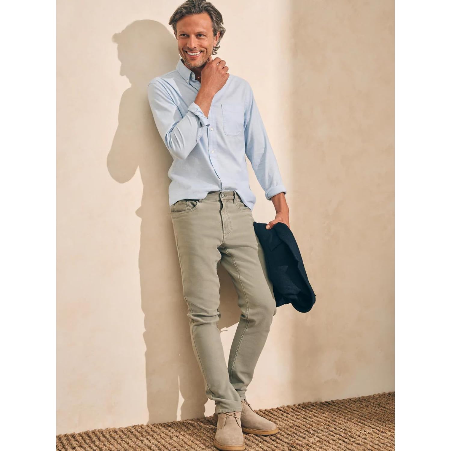 Faherty Men's Stretch Oxford Shirt - Comfortable Slim Fit Button Down Dress Shirt for Business Casual & Office Wear