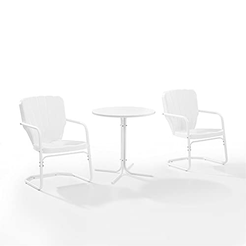 Modern 3-Piece Outdoor Bistro Set - White Gloss Patio Furniture for Small Spaces, Balcony or Garden Dining - Afuera Living