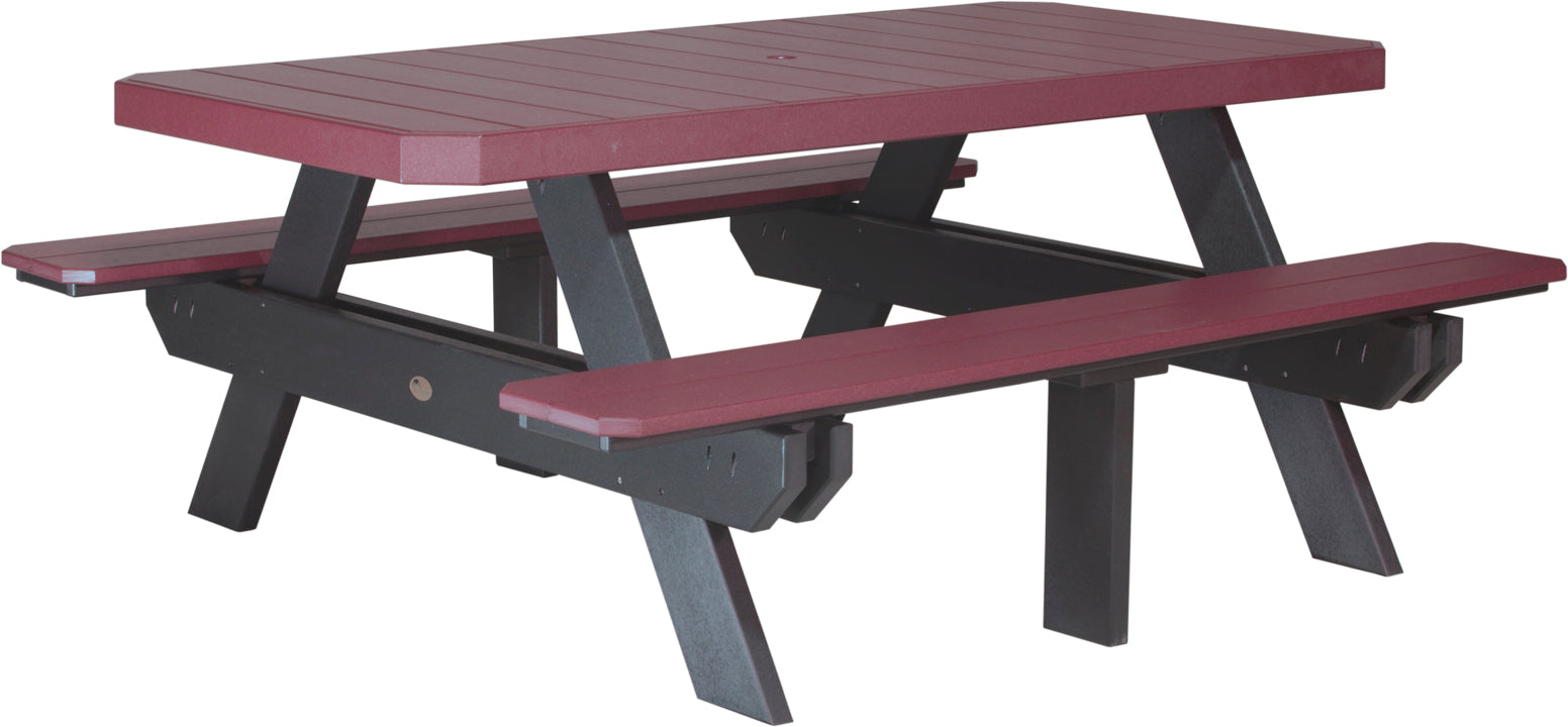 LuxCraft 6-Foot Rectangular Picnic Table - Outdoor Dining & Backyard Furniture for Patio, Garden, and Park Gatherings