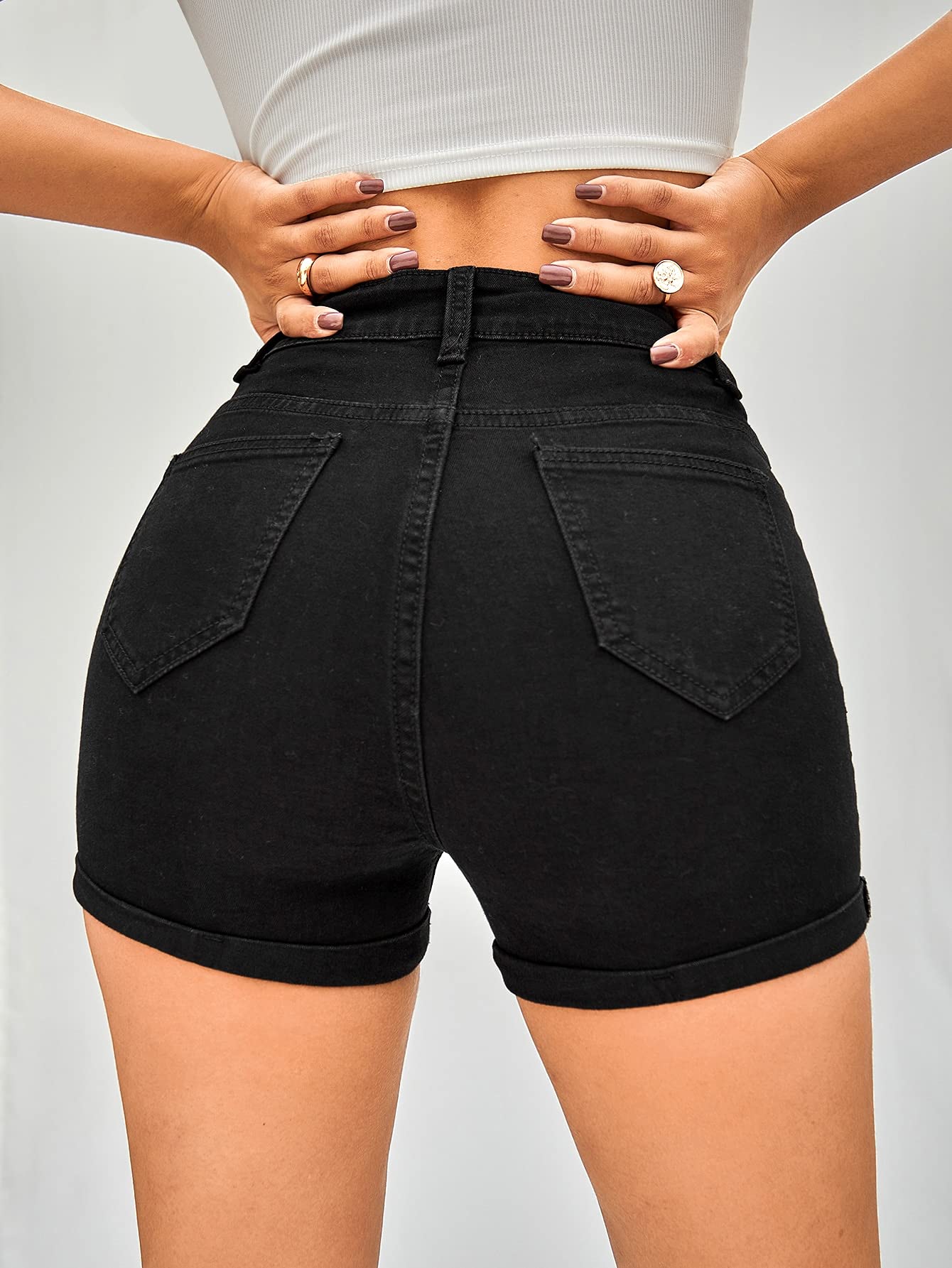 Floerns Women's High Waist Button Fly Denim Shorts - Casual Summer Jean Shorts for Women, Perfect for Beach, Travel and Everyday Wear