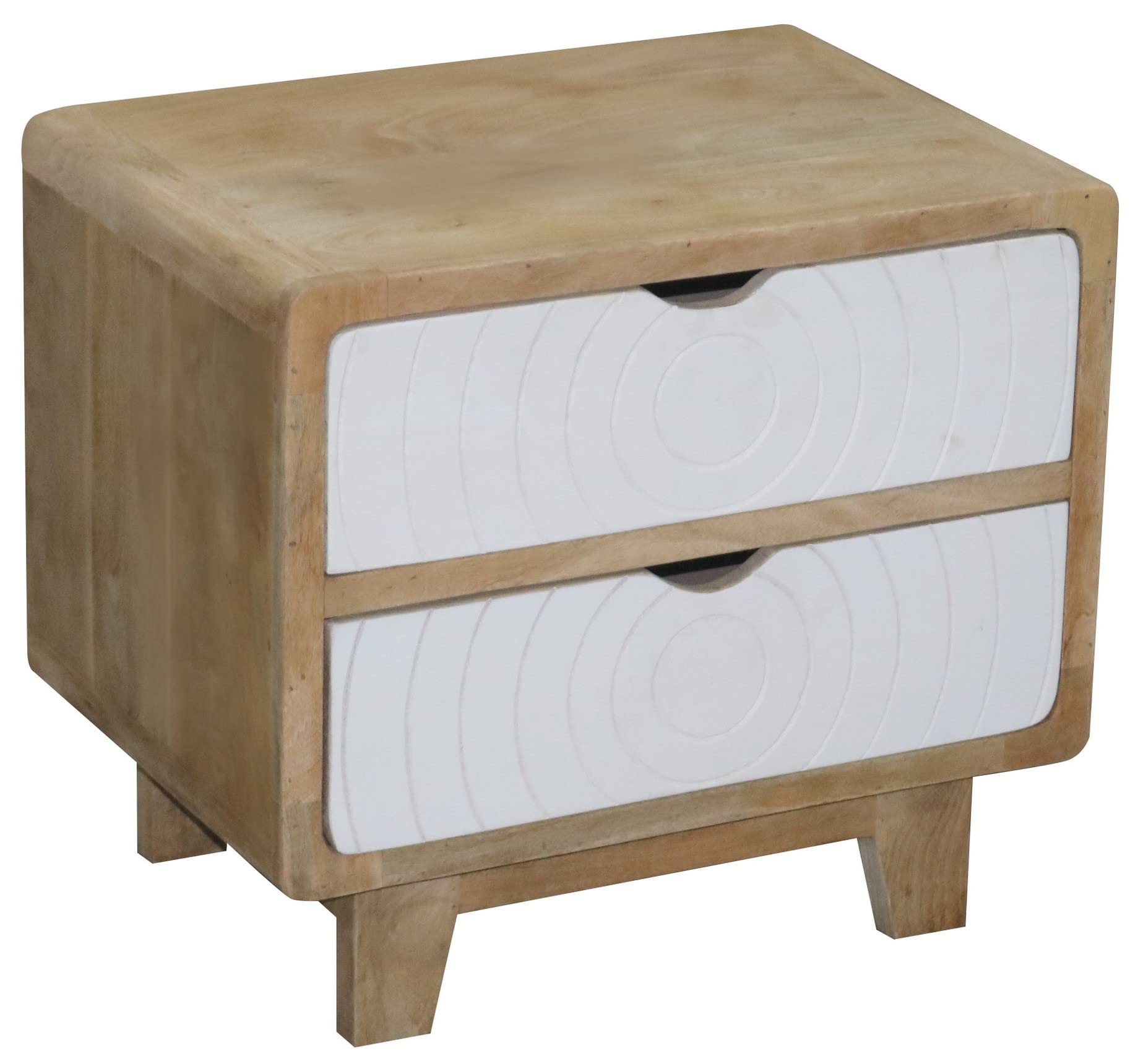 Progressive Furniture Outbound Art Deco Nightstand - Tan & White Finish - Stylish Bedside Table for Bedroom Decor & Storage
