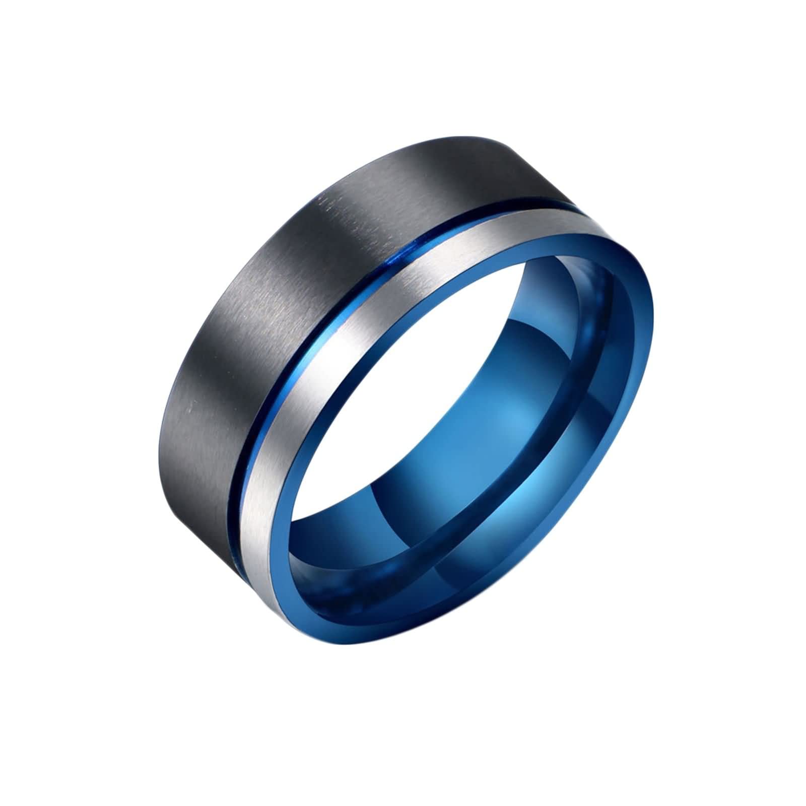 Gothic Stainless Steel Men's Ring - 8mm Wide Brushed Tricolor (Silver, Black) - Durable & Stylish Jewelry for Men - Perfect for Weddings, Parties, and Everyday Wear