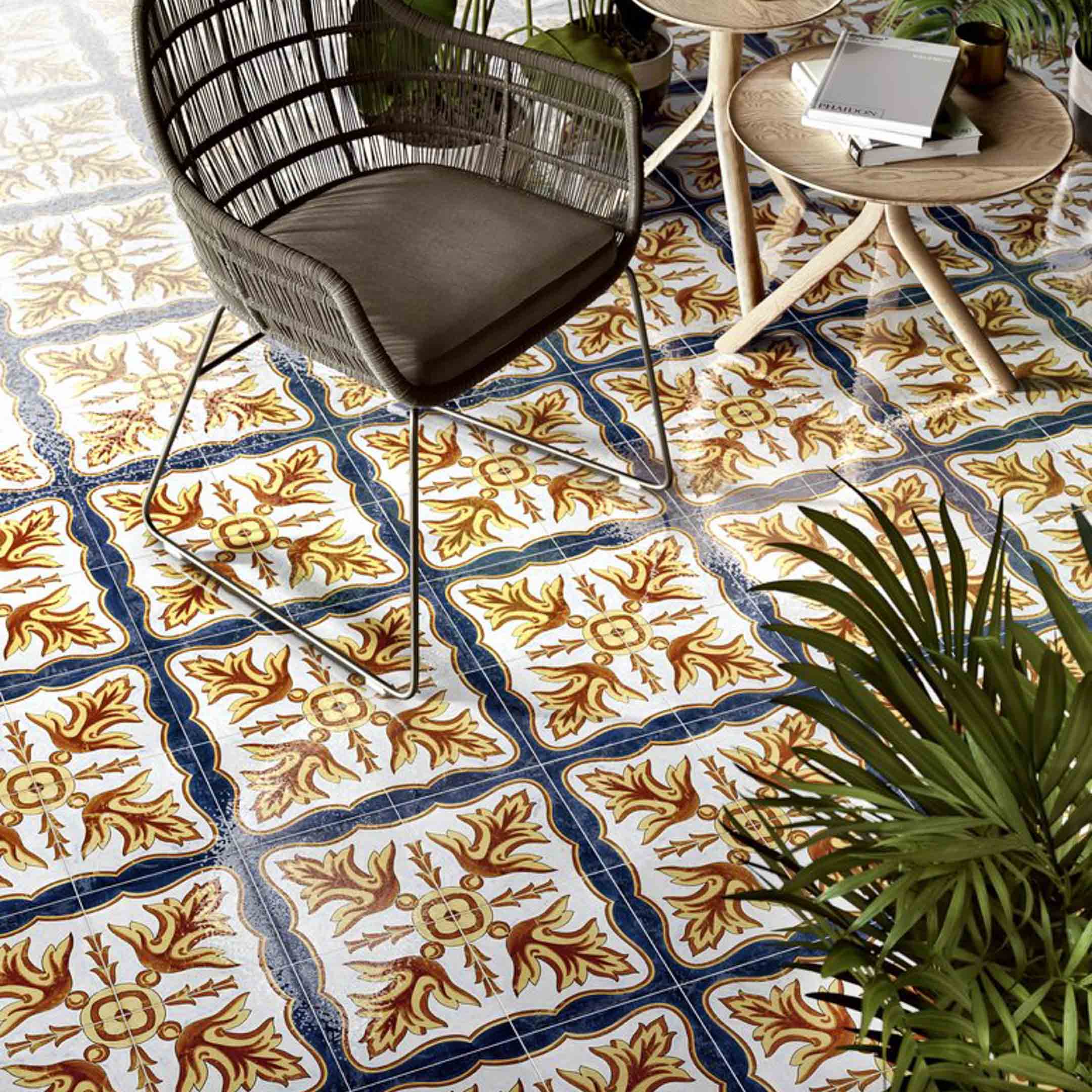Vita Sole 02 Spanish Encaustic Cement Tiles - Handmade Orange County Floor & Wall Tiles for Kitchen, Bathroom & Patio Decor